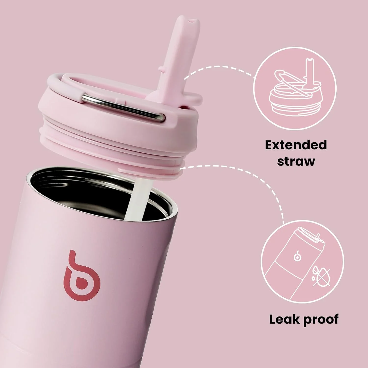 بطری آب عایق بندی شده BOTTLE BOTTLE با ظرفیت 24 اونس به همراه درب نی دار و دسته برای ورزش، مسافرت، باشگاه، بطری های آب استیل ضد زنگ، بطری های فلزی دوجداره خلاء، ضد نشت و بدون BPA بطری آب عایق بندی شده BOTTLE BOTTLE با ظرفیت 24 اونس به همراه درب نی دار و دسته برای ورزش، مسافرت، باشگاه، بطری های آب استیل ضد زنگ، بطری های فلزی دوجداره خلاء، ضد نشت و بدون BPA