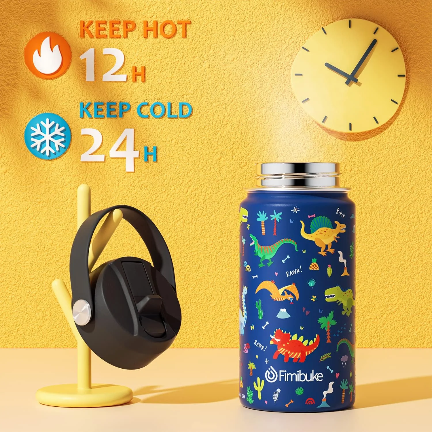 بطری آب عایق کودکانه، 414 میلی لیتر، بدون BPA، استیل ضد زنگ 18/8، فلاسک مسافرتی دو جداره، ضد نشت، لیوان کودکانه با نی، بطری فلزی برای مدرسه، پسران و دختران (تک بسته، طرح دایناسور) بطری آب عایق کودکانه، 414 میلی لیتر، بدون BPA، استیل ضد زنگ 18/8، فلاسک مسافرتی دو جداره، ضد نشت، لیوان کودکانه با نی، بطری فلزی برای مدرسه، پسران و دختران (تک بسته، طرح دایناسور)