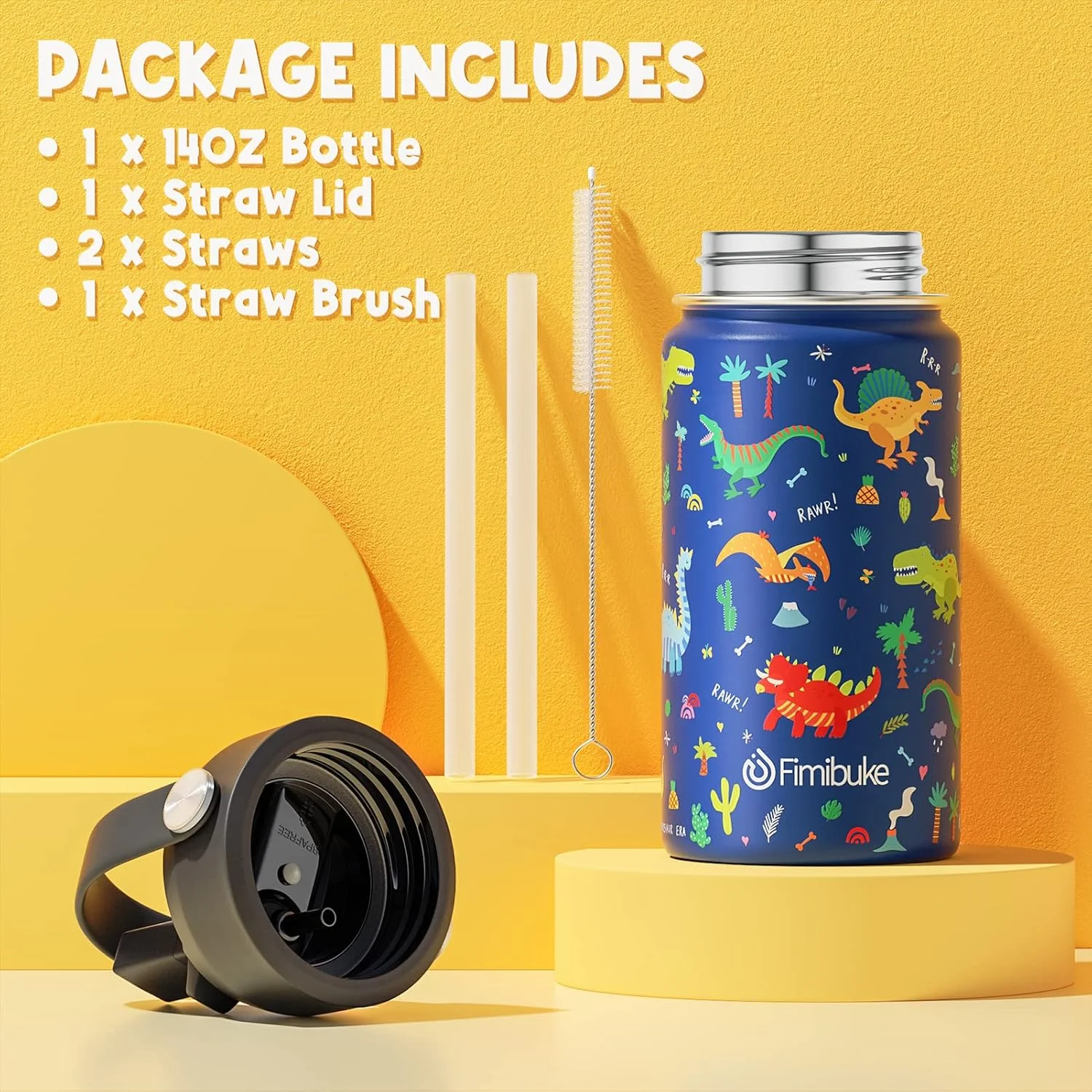 بطری آب عایق کودکانه، 414 میلی لیتر، بدون BPA، استیل ضد زنگ 18/8، فلاسک مسافرتی دو جداره، ضد نشت، لیوان کودکانه با نی، بطری فلزی برای مدرسه، پسران و دختران (تک بسته، طرح دایناسور) بطری آب عایق کودکانه، 414 میلی لیتر، بدون BPA، استیل ضد زنگ 18/8، فلاسک مسافرتی دو جداره، ضد نشت، لیوان کودکانه با نی، بطری فلزی برای مدرسه، پسران و دختران (تک بسته، طرح دایناسور)