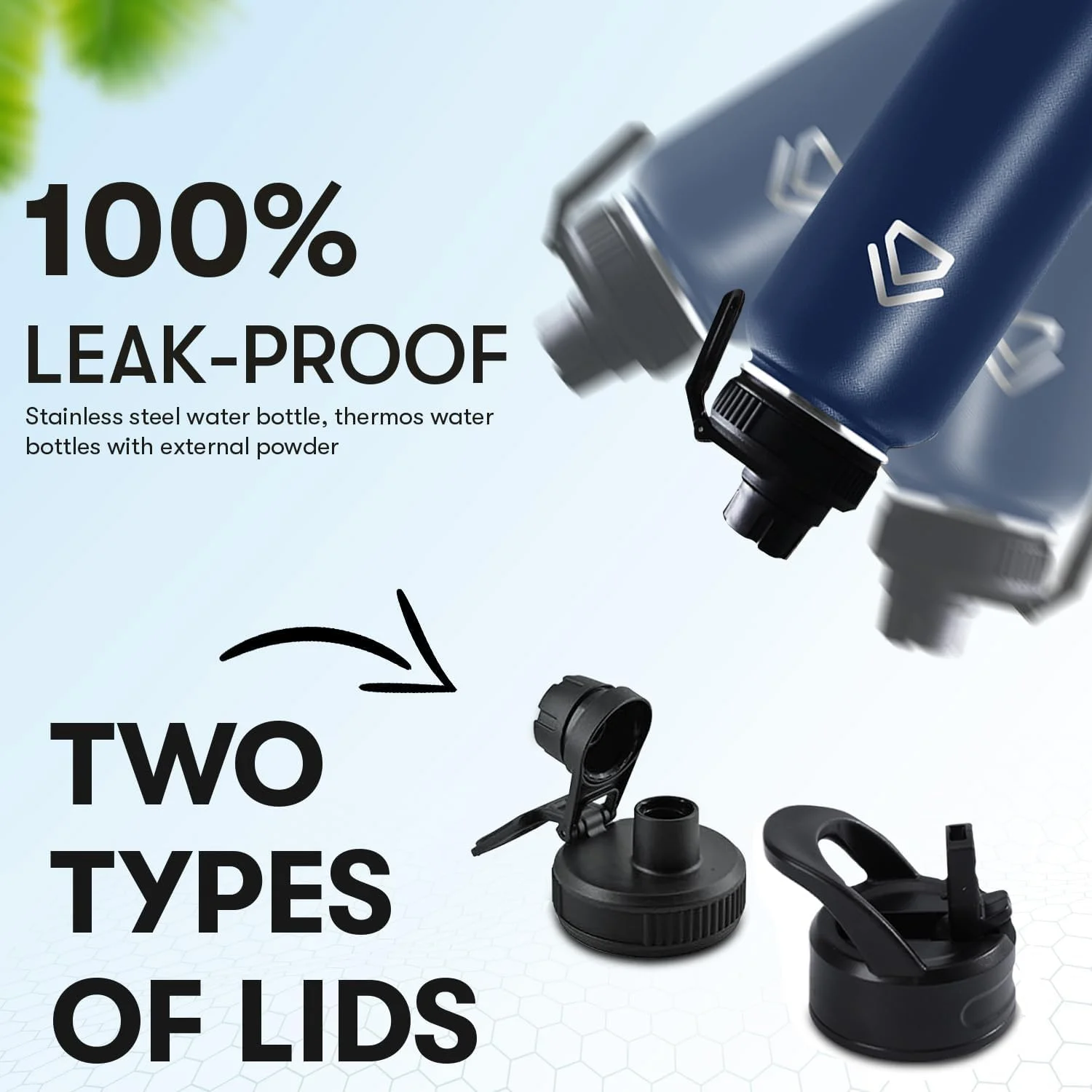 بطری آب استیل ضد زنگ 1200 میلی لیتری HEIMRAD با درب نی دار و درب خروجی، بطری ورزشی عایق خلاء دو جداره دهانه گشاد بدون BPA ضد نشت آبی بطری آب استیل ضد زنگ 1200 میلی لیتری HEIMRAD با درب نی دار و درب خروجی، بطری ورزشی عایق خلاء دو جداره دهانه گشاد بدون BPA ضد نشت آبی