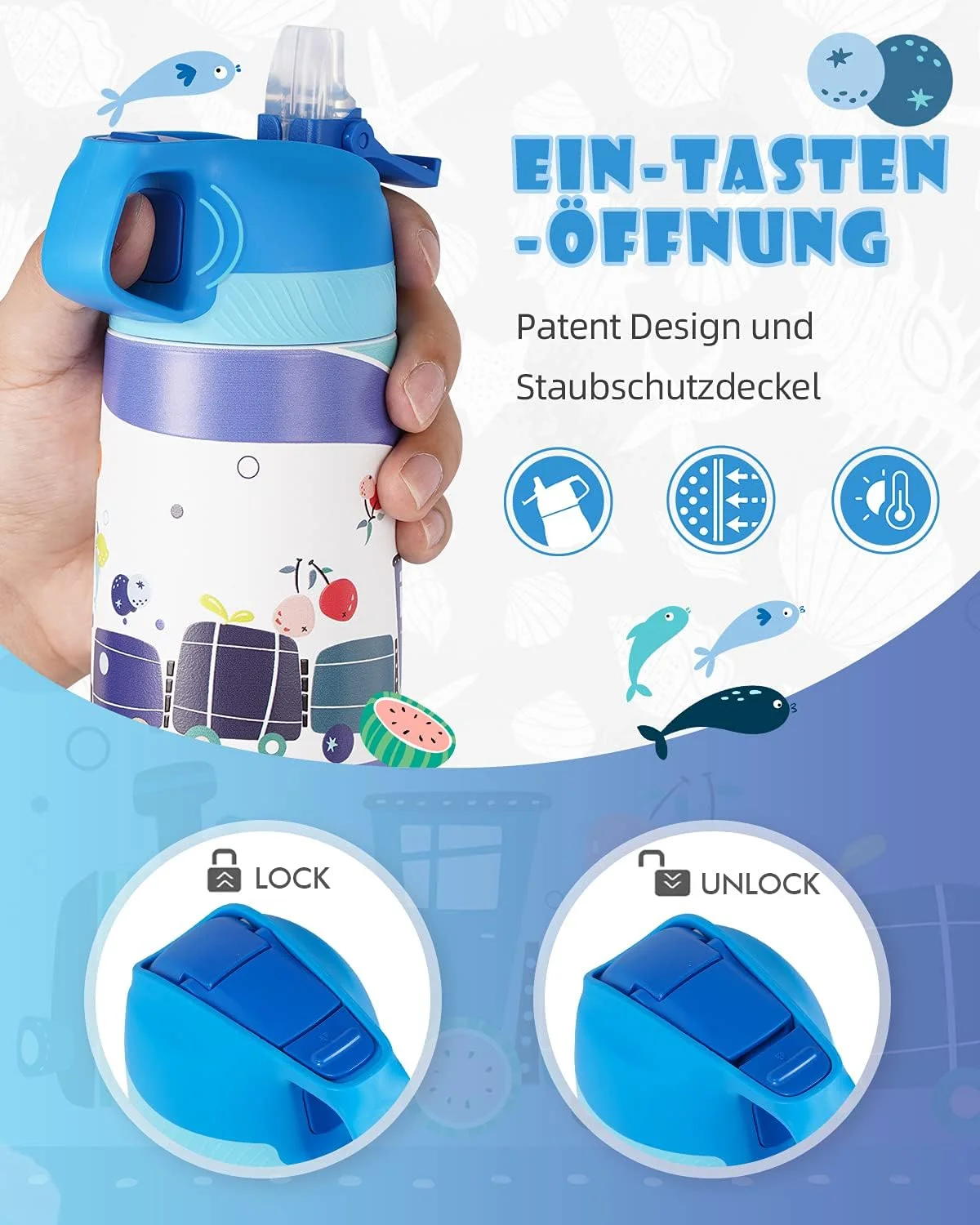 قمقمه آب کودکانه Fjbottle، 350 میلی لیتر، استیل ضد زنگ، قمقمه آب عایق، بدون BPA، فلاسک ترموس، قمقمه کودکانه با نی، طرح سبک وزن قمقمه آب کودکانه Fjbottle، 350 میلی لیتر، استیل ضد زنگ، قمقمه آب عایق، بدون BPA، فلاسک ترموس، قمقمه کودکانه با نی، طرح سبک وزن