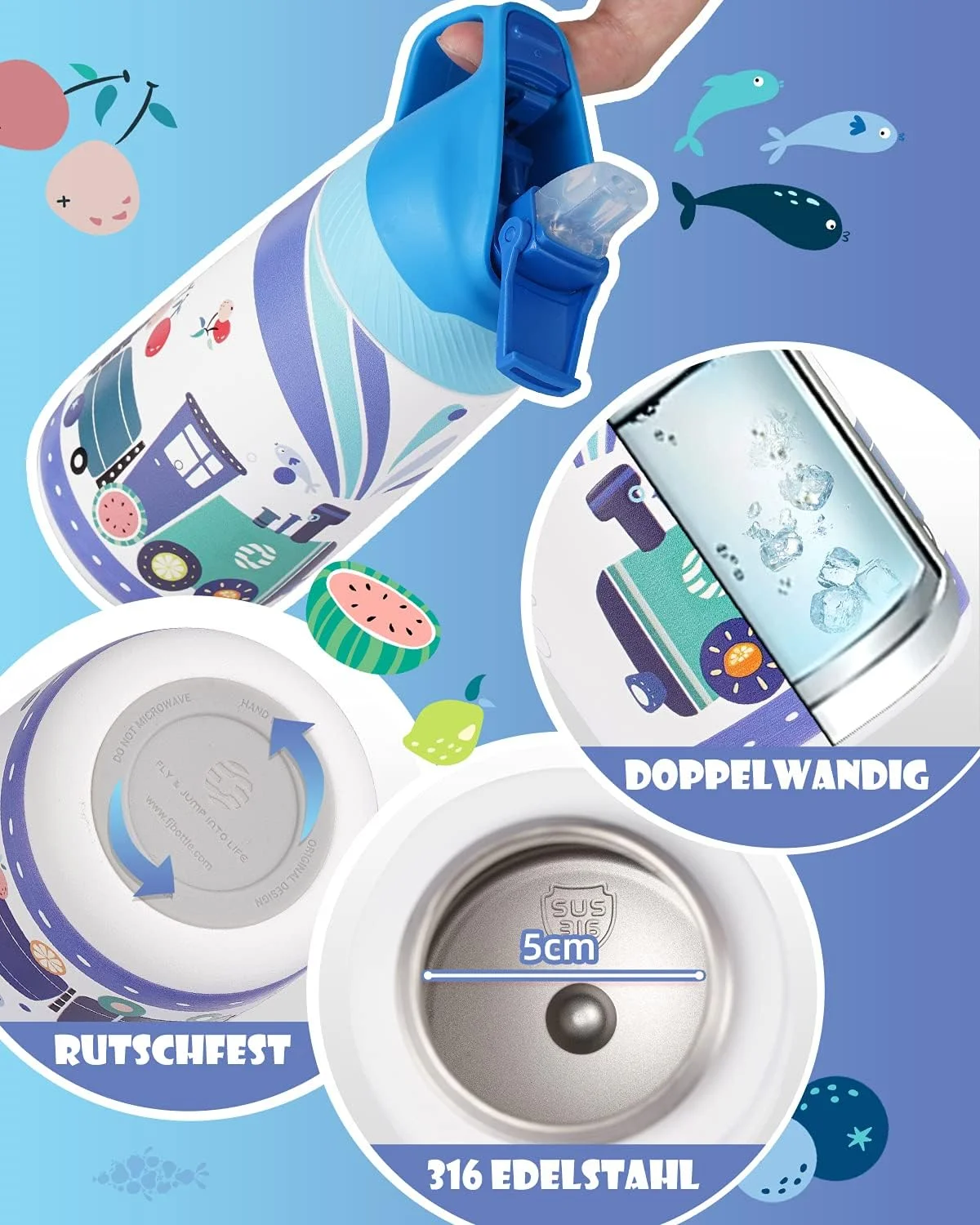 بطری آب کودکانه Fjbottle، 350 میلی لیتر، استیل ضد زنگ، بطری آب عایق، بدون BPA، فلاسک ترموس، بطری کودکانه با نی، طرح سبک وزن بطری آب کودکانه Fjbottle، 350 میلی لیتر، استیل ضد زنگ، بطری آب عایق، بدون BPA، فلاسک ترموس، بطری کودکانه با نی، طرح سبک وزن