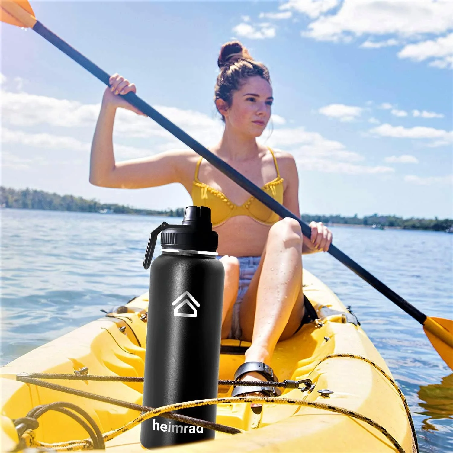 بطری آب استیل ضد زنگ 1200 میلی لیتری HEIMRAD با درب نی دار و درب خروجی، بطری ورزشی عایق خلاء دو جداره دهانه گشاد بدون BPA ضد نشت آبی بطری آب استیل ضد زنگ 1200 میلی لیتری HEIMRAD با درب نی دار و درب خروجی، بطری ورزشی عایق خلاء دو جداره دهانه گشاد بدون BPA ضد نشت آبی