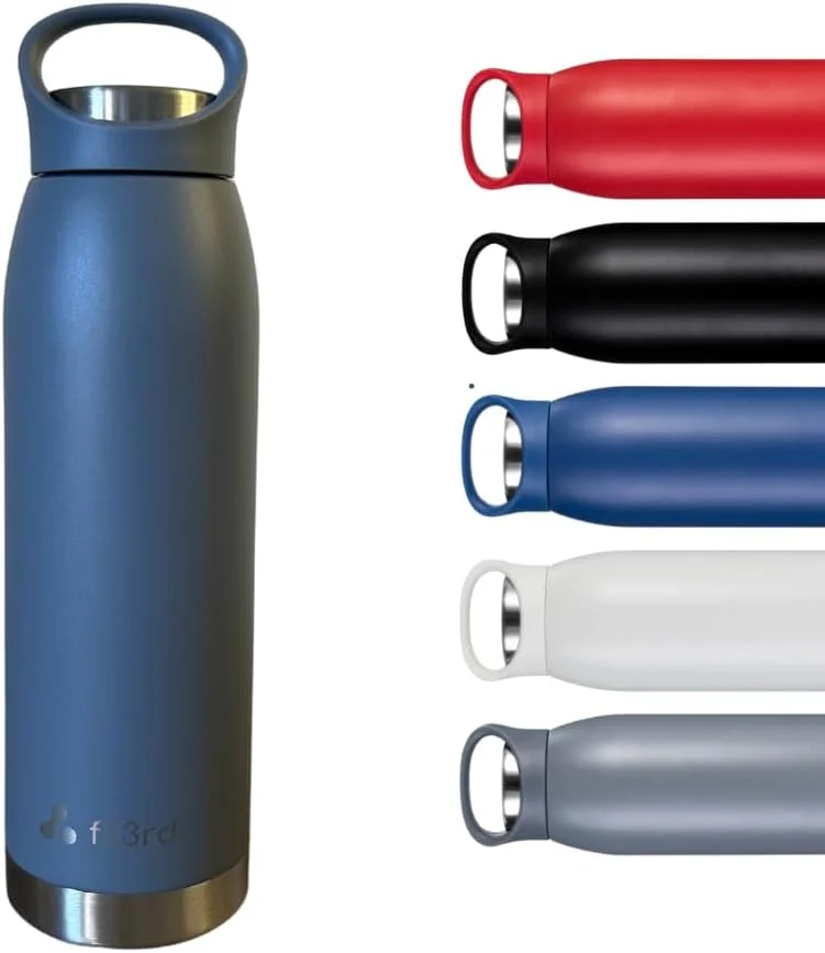 بطری آب ورزشی 700 میلی لیتری Fil3rd - فلاسک خلاء حرارتی دو جداره استیل ضد زنگ عایق، ضد نشت، گرم و سرد، خاکستری