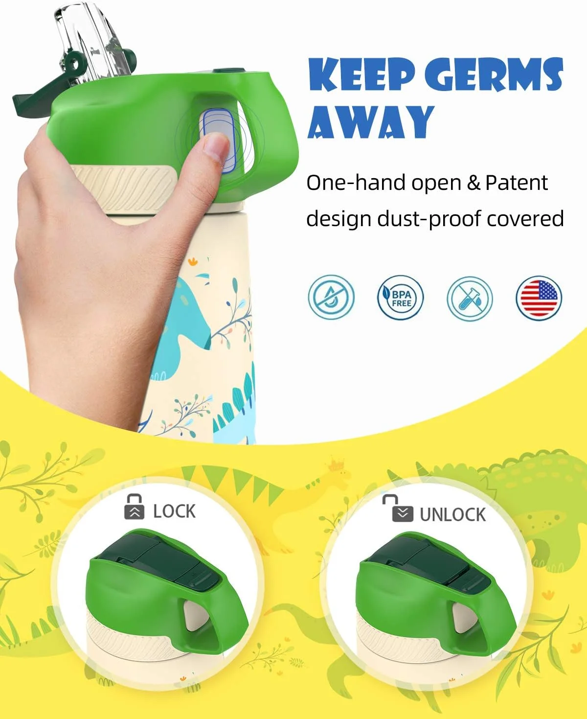 بطری آب استیل ضد زنگ کودکانه FEIJIAN با نی، 350 میلی لیتر، ضد نشت، عایق بندی شده، دو جداره، مناسب نوشیدنی های سرد و گرم، فلاسک کودک نوپا با دسته، فاقد BPA برای مدرسه بطری آب استیل ضد زنگ کودکانه FEIJIAN با نی، 350 میلی لیتر، ضد نشت، عایق بندی شده، دو جداره، مناسب نوشیدنی های سرد و گرم، فلاسک کودک نوپا با دسته، فاقد BPA برای مدرسه