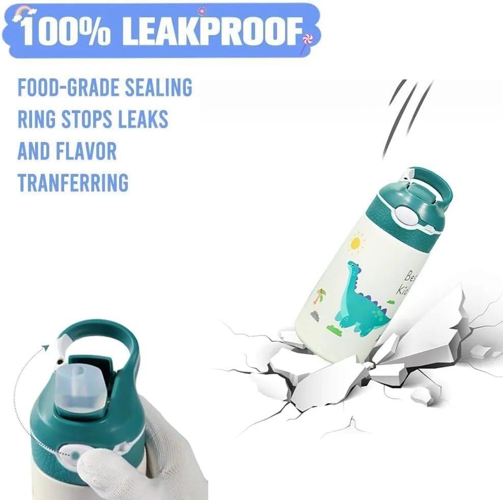 بطری آب استیل ضد زنگ 400 میلی لیتری فالاهوم با نی برای کودکان، بطری عایق ضد نشت 13.5 اونسی بدون BPA، دو جداره برای نگهداری نوشیدنی های گرم و سرد، فلاسک کودکانه با دسته بطری آب استیل ضد زنگ 400 میلی لیتری فالاهوم با نی برای کودکان، بطری عایق ضد نشت 13.5 اونسی بدون BPA، دو جداره برای نگهداری نوشیدنی های گرم و سرد، فلاسک کودکانه با دسته