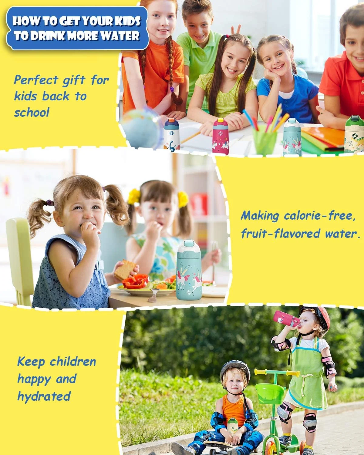 بطری آب استیل ضد زنگ کودکانه FEIJIAN با نی، 350 میلی لیتر، ضد نشت، عایق بندی شده، دو جداره، مناسب نوشیدنی های سرد و گرم، فلاسک کودک نوپا با دسته، فاقد BPA برای مدرسه بطری آب استیل ضد زنگ کودکانه FEIJIAN با نی، 350 میلی لیتر، ضد نشت، عایق بندی شده، دو جداره، مناسب نوشیدنی های سرد و گرم، فلاسک کودک نوپا با دسته، فاقد BPA برای مدرسه