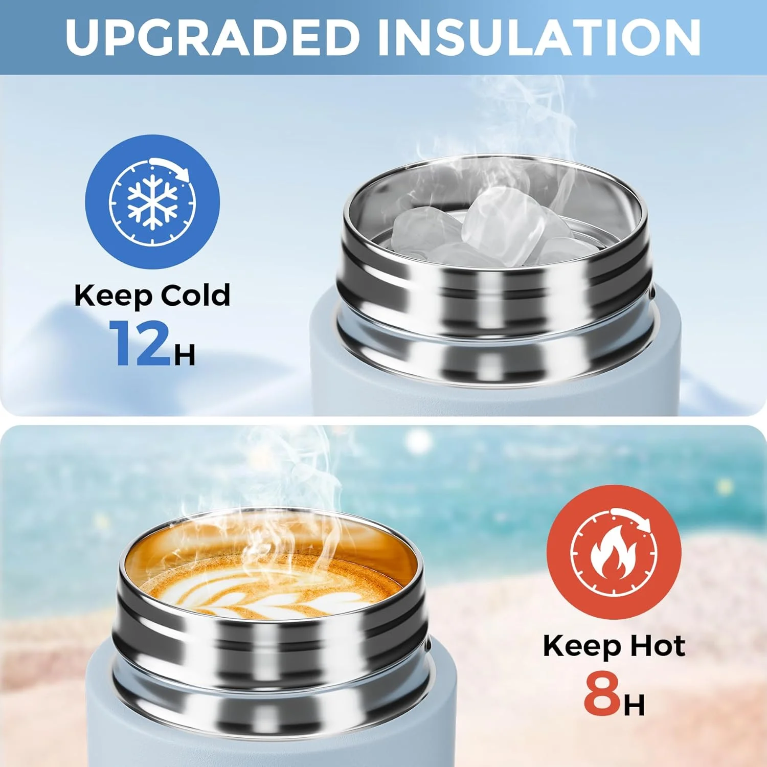 اکسلنا بطری آب عایق کوچک ارتقا یافته 250 میلی لیتر - فلاسک کوچک برای نوشیدنی های گرم و سرد، بطری آب کوچک عالی برای مسافرت، کیف پول...(آبی مایل به خاکستری) اکسلنا بطری آب عایق کوچک ارتقا یافته 250 میلی لیتر - فلاسک کوچک برای نوشیدنی های گرم و سرد، بطری آب کوچک عالی برای مسافرت، کیف پول...(آبی مایل به خاکستری)