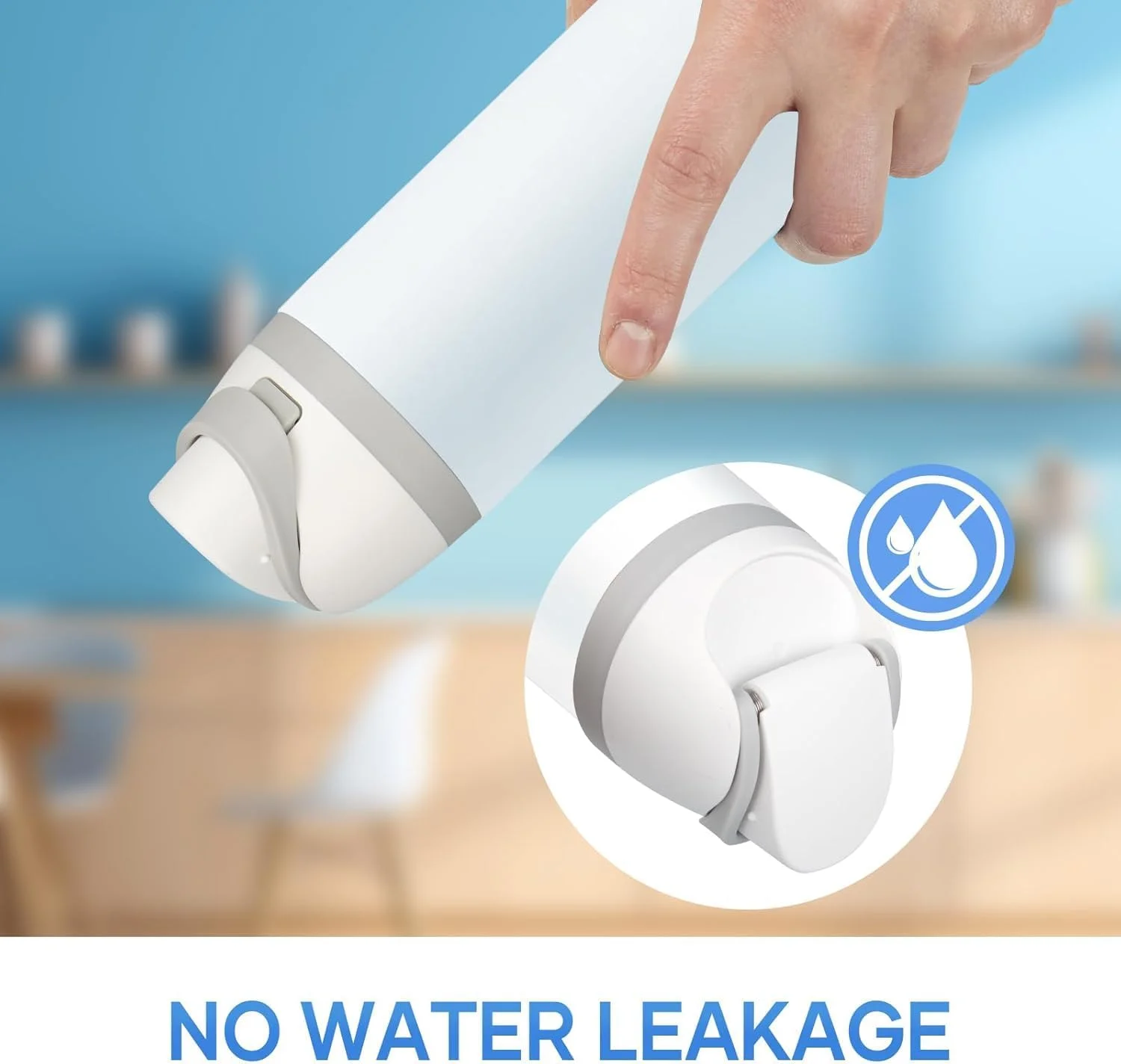 بطری آب عایق CLOUDFOUR، بطری ورزشی دو جداره ضد نشت از جنس استیل ضد زنگ 304، فاقد BPA، دارای دو گزینه نوشیدنی، فلاسک خلاء 710 میلی لیتری 24 اونسی برای خانه، دفتر، مدرسه، باشگاه، ماشین سفید (سفید)