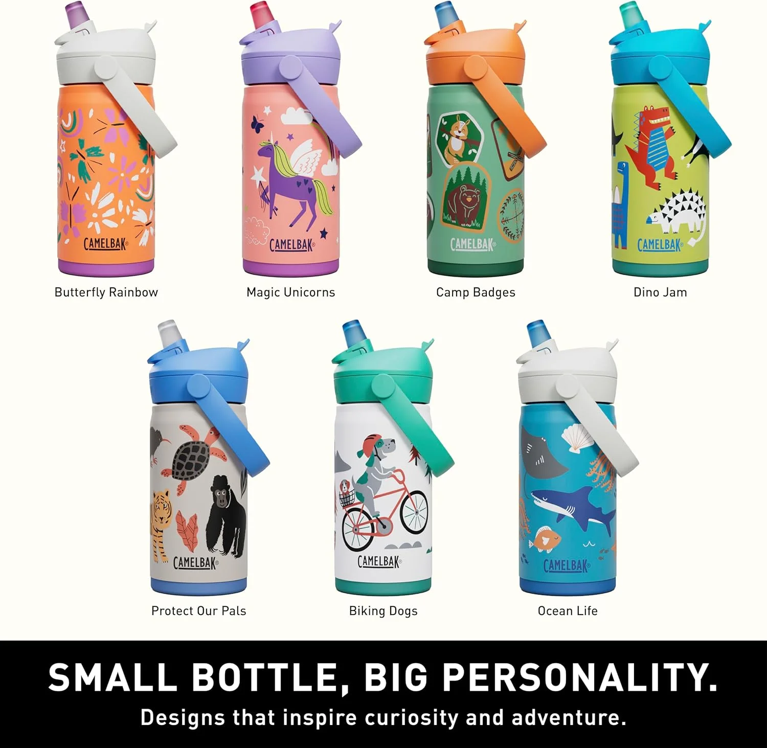 قمقمه آب کودکانه نی دار CamelBak Thrive، 350 میلی لیتر - استیل ضد زنگ عایق، طرح زندگی اقیانوسی