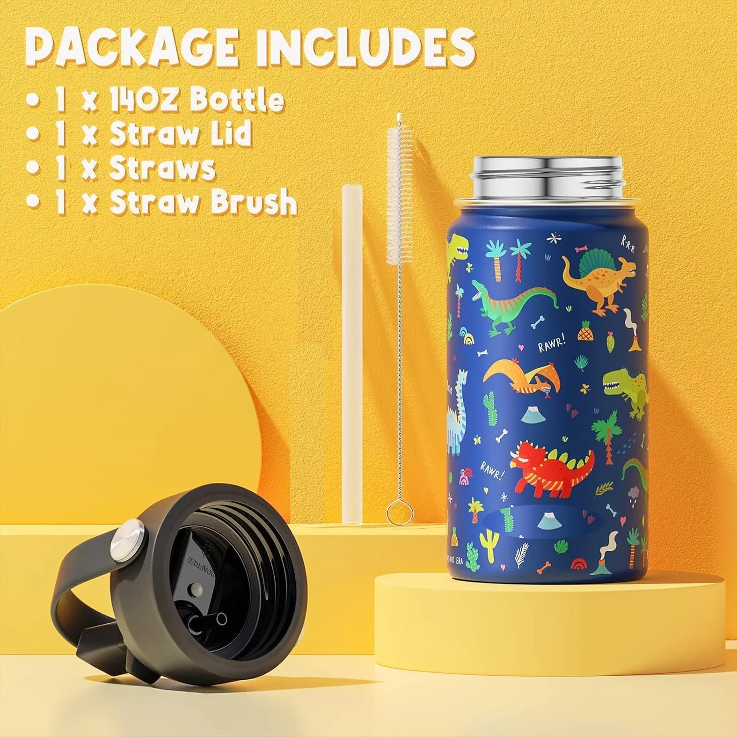 بطری آب کودک بایآن، 410 میلیلیتر، فلاسک هیدرو استیل ضد زنگ، دوجداره عایق، قمقمه با درب نیدار، فاقد BPA، لیوان ورزشی گرم و سرد، مناسب کودکان نوپا، پسران و دختران مدرسه، 410 میلیلیتر (طرح دایناسور) بطری آب کودک بایآن، 410 میلیلیتر، فلاسک هیدرو استیل ضد زنگ، دوجداره عایق، قمقمه با درب نیدار، فاقد BPA، لیوان ورزشی گرم و سرد، مناسب کودکان نوپا، پسران و دختران مدرسه، 410 میلیلیتر (طرح دایناسور)
