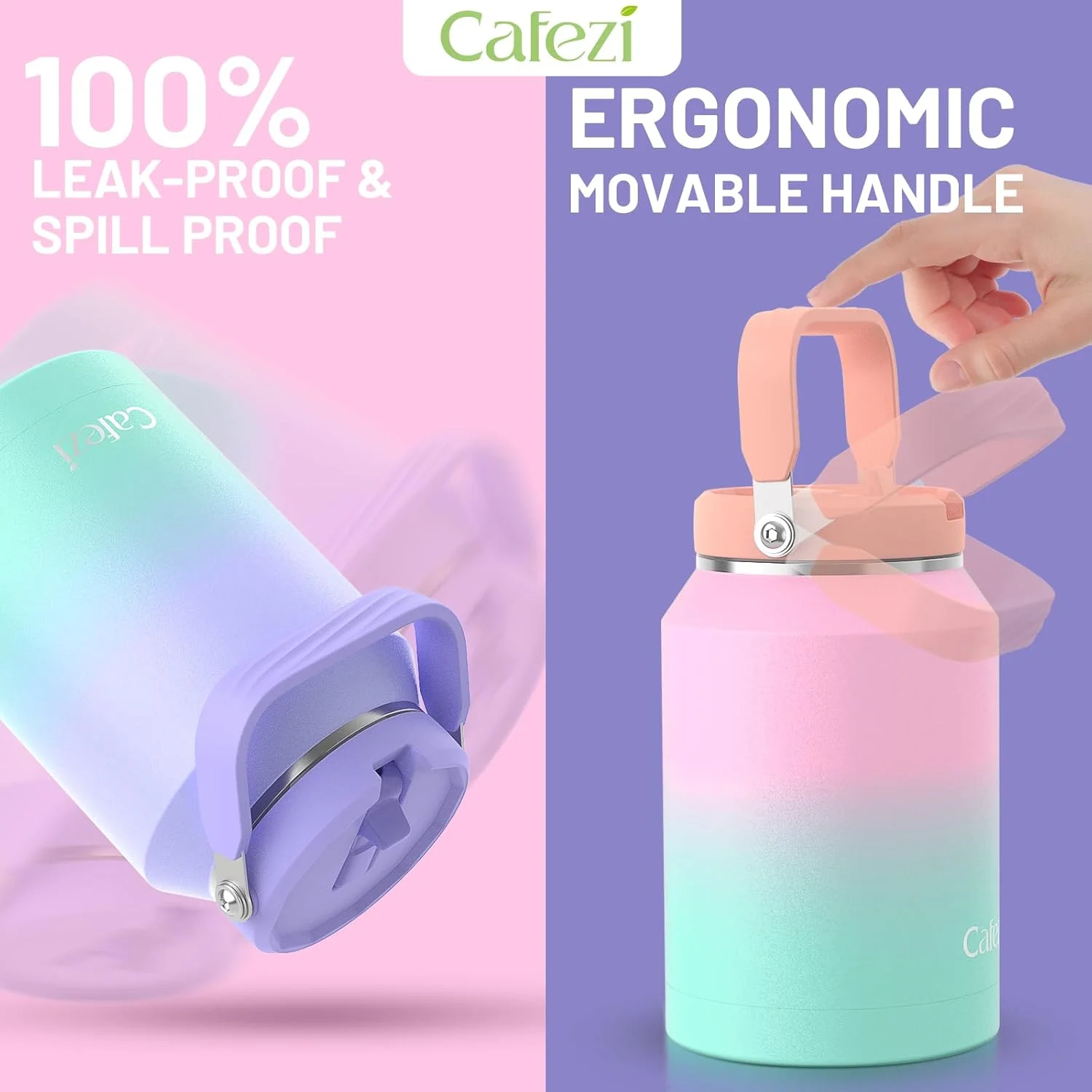 ماگ بزرگ 1.9 لیتری Cafezi با دسته و درب نی دار تاشو، 100% ضد نشت - لیوان عایق استیل ضد زنگ قابل استفاده مجدد، مناسب باشگاه، پیاده روی و مسافرت با خودرو، نگهداری یخ تا 34 ساعت ماگ بزرگ 1.9 لیتری Cafezi با دسته و درب نی دار تاشو، 100% ضد نشت - لیوان عایق استیل ضد زنگ قابل استفاده مجدد، مناسب باشگاه، پیاده روی و مسافرت با خودرو، نگهداری یخ تا 34 ساعت