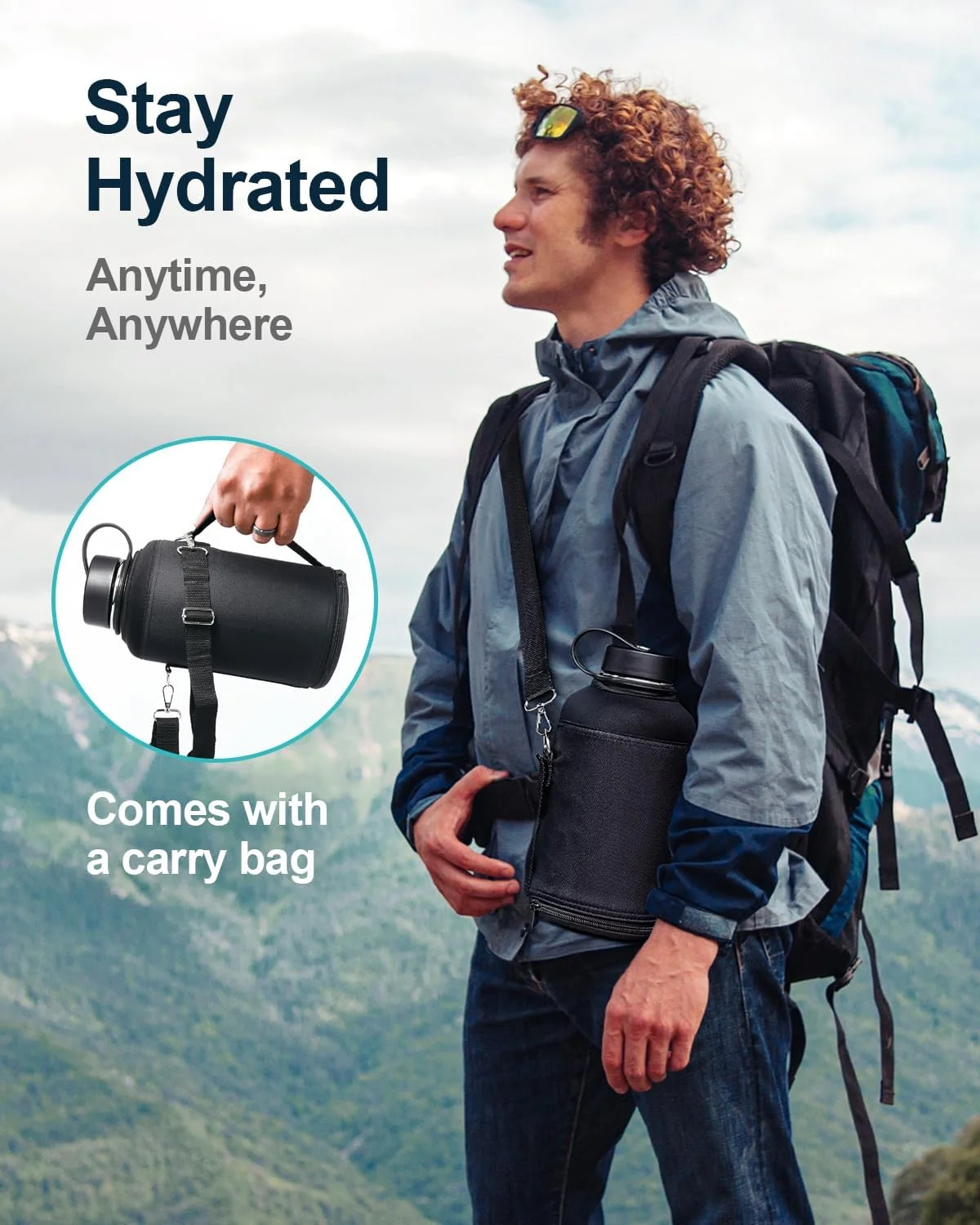 قمقمه آب عایق Buzio با درب نی دار و درب انعطاف پذیر، فلاسک آب استیل ضد زنگ دو جداره مدرن 1.9 لیتری، 48 ساعت سرد و 24 ساعت گرم نگه می دارد، ماگ قمقمه ترمو ساده، مشکی قمقمه آب عایق Buzio با درب نی دار و درب انعطاف پذیر، فلاسک آب استیل ضد زنگ دو جداره مدرن 1.9 لیتری، 48 ساعت سرد و 24 ساعت گرم نگه می دارد، ماگ قمقمه ترمو ساده، مشکی