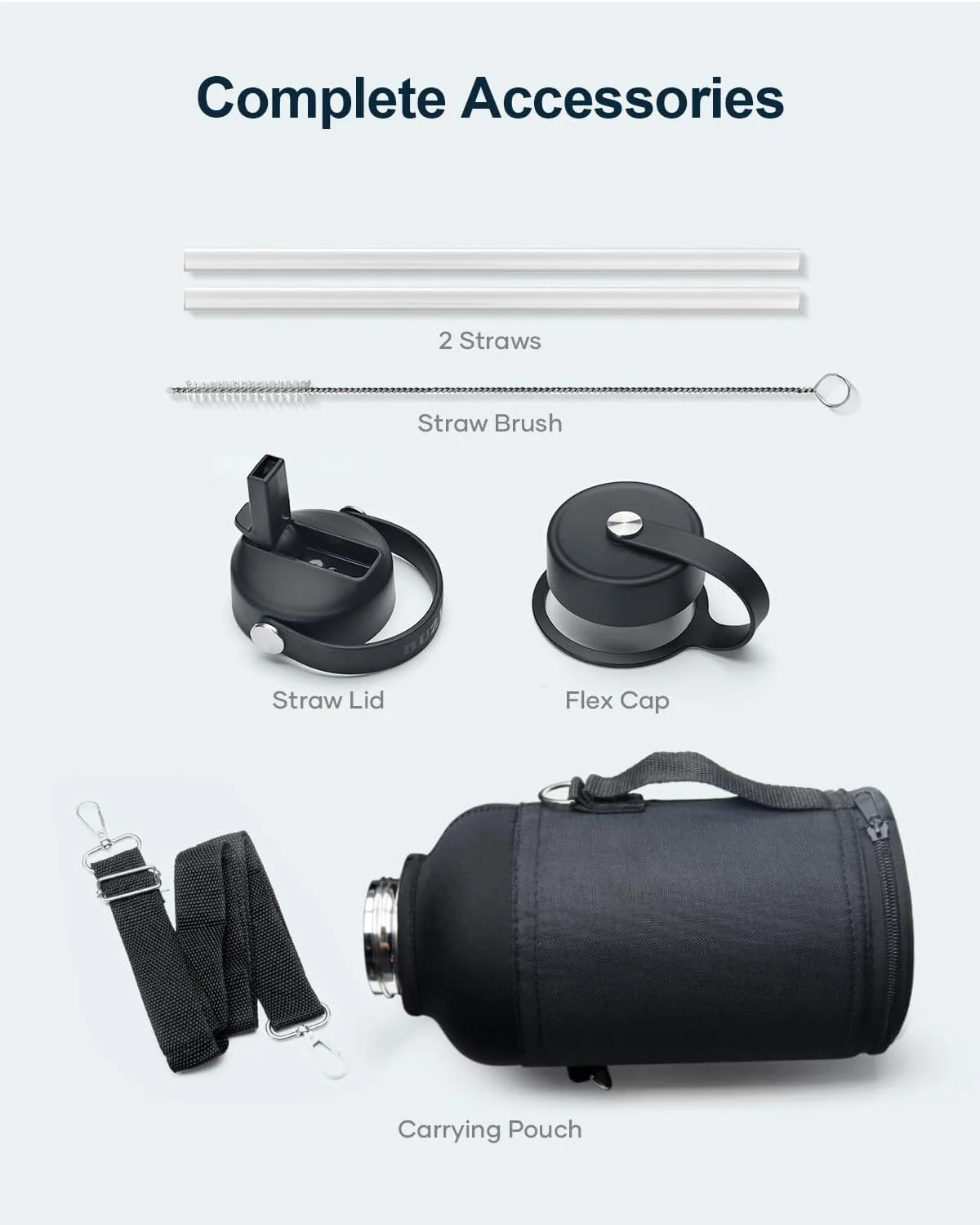 قمقمه آب عایق Buzio با درب نی دار و درب انعطاف پذیر، فلاسک آب استیل ضد زنگ دو جداره مدرن 1.9 لیتری، 48 ساعت سرد و 24 ساعت گرم نگه می دارد، ماگ قمقمه ترمو ساده، مشکی قمقمه آب عایق Buzio با درب نی دار و درب انعطاف پذیر، فلاسک آب استیل ضد زنگ دو جداره مدرن 1.9 لیتری، 48 ساعت سرد و 24 ساعت گرم نگه می دارد، ماگ قمقمه ترمو ساده، مشکی