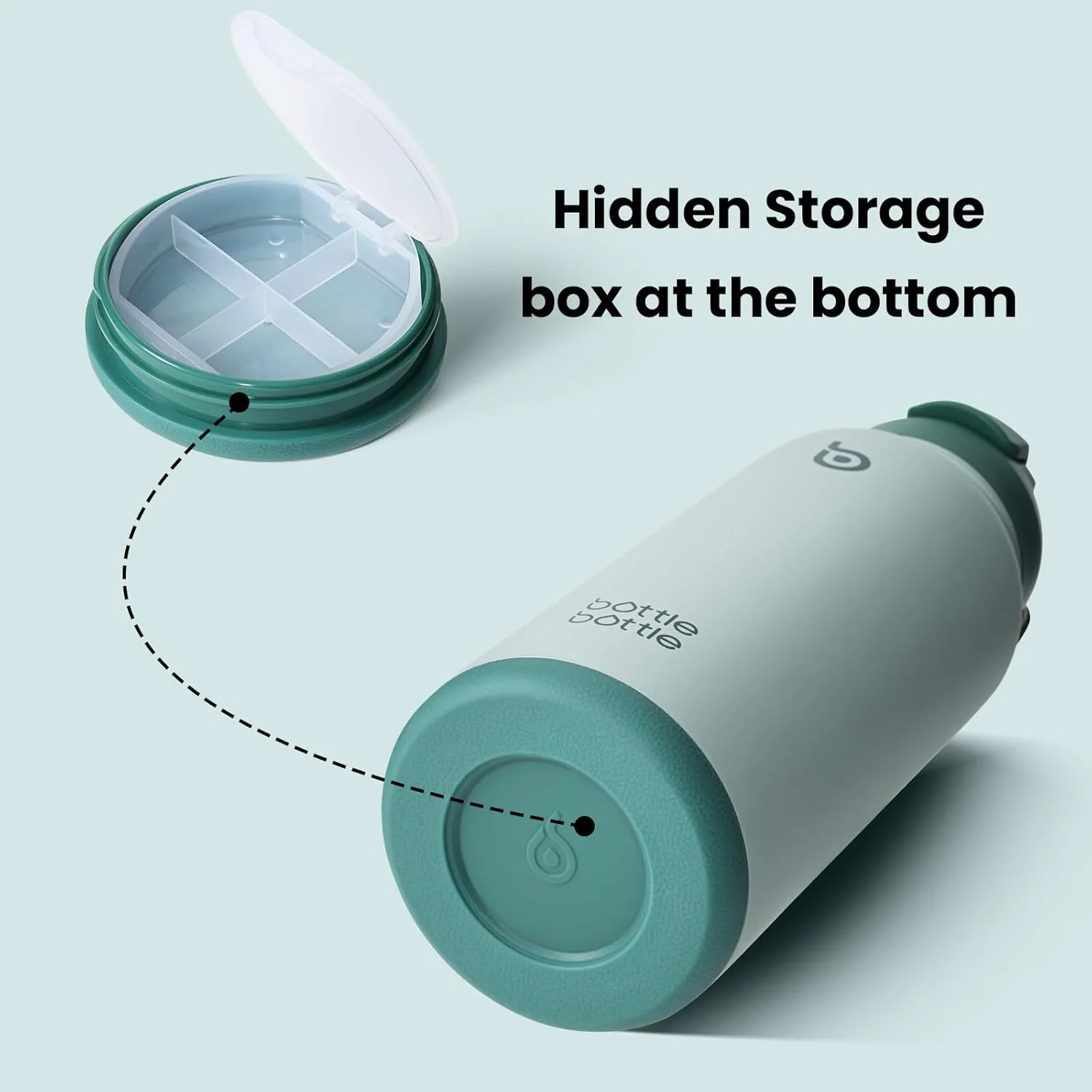 بطری آب عایق استیل ورزشی bottlebottle با نی و درب دو منظوره مناسب باشگاه به همراه جای قرص (سبز)، 946 میلی لیتر