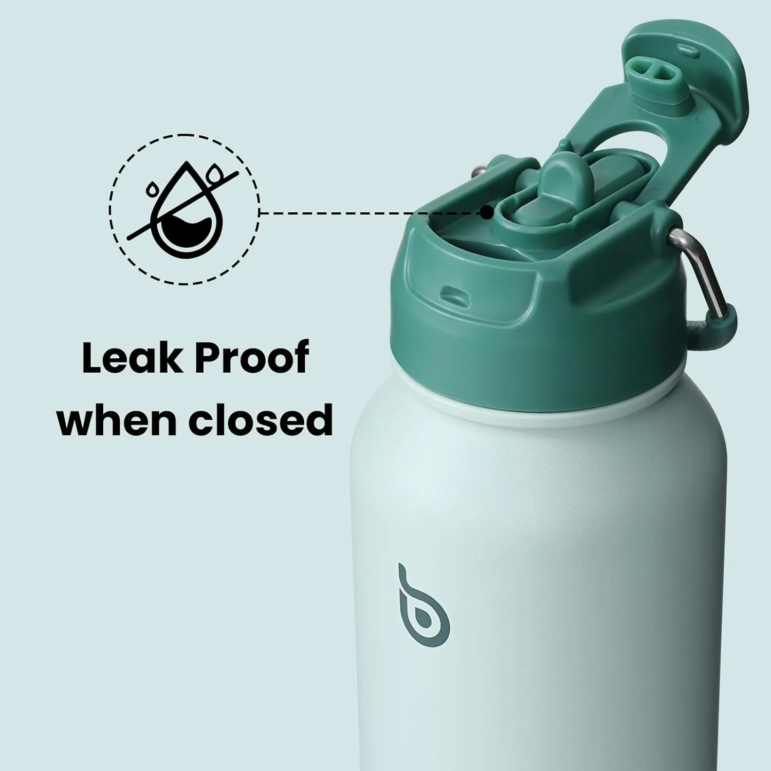 بطری آب عایق استیل ورزشی bottlebottle با نی و درب دو منظوره مناسب باشگاه به همراه جای قرص (سبز)، 946 میلی لیتر