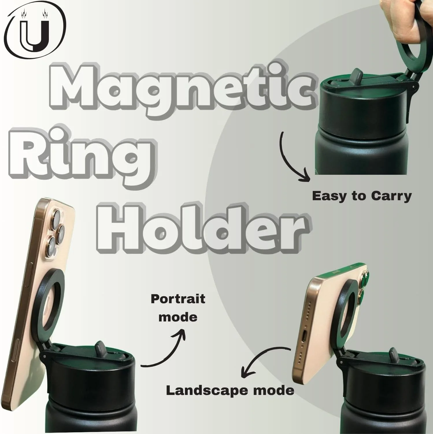 بطری آب 0.75 لیتری، بطری های استیل ضد زنگ، بدون BPA، فلاسک عایق خلاء، طراحی حلقه نگهدارنده موبایل مغناطیسی با درب نی دار، بطری آب مناسب باشگاه، ورزش و مدرسه، حفظ دمای آب گرم/سرد بطری آب 0.75 لیتری، بطری های استیل ضد زنگ، بدون BPA، فلاسک عایق خلاء، طراحی حلقه نگهدارنده موبایل مغناطیسی با درب نی دار، بطری آب مناسب باشگاه، ورزش و مدرسه، حفظ دمای آب گرم/سرد