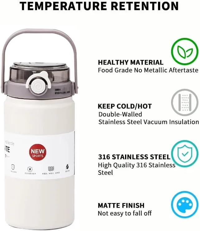 بطری آب عایق خلاء BuyOn با ظرفیت 1000 میلی لیتر، دوجداره استیل ضد زنگ، دهانه گشاد، مناسب برای آب سرد و گرم، 1 لیتری، مناسب ورزش، باشگاه، مدرسه، مسافرت، فلاسک هیدرو با درب نی دار، 32oz (سفید مایل به کرم، 1000 میلی لیتر) بطری آب عایق خلاء BuyOn با ظرفیت 1000 میلی لیتر، دوجداره استیل ضد زنگ، دهانه گشاد، مناسب برای آب سرد و گرم، 1 لیتری، مناسب ورزش، باشگاه، مدرسه، مسافرت، فلاسک هیدرو با درب نی دار، 32oz (سفید مایل به کرم، 1000 میلی لیتر)