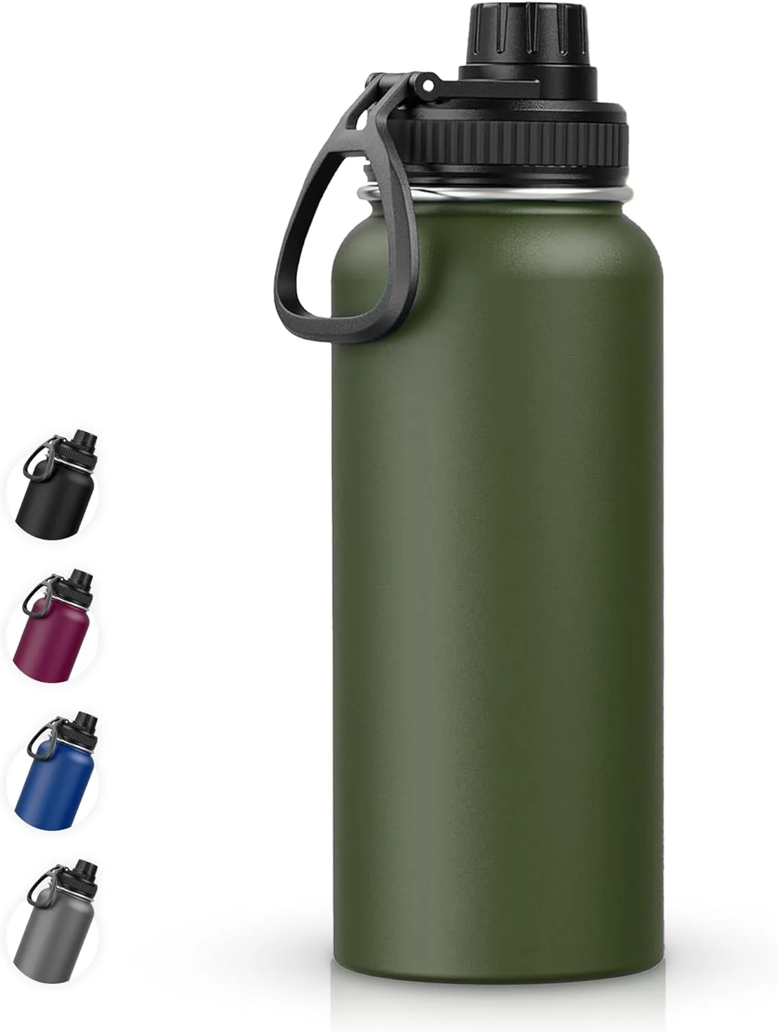 بطری آب بایآن، استیل ضد زنگ 18/8، فلاسک عایق خلاء دو جداره با درب نیدار دهانه پهن، قمقمه آب سرد و گرم برای ورزش، مسافرت، کودکان، مدرسه، باشگاه، دفتر (سبز ارتشی، 1000 میلیلیتر) بطری آب بایآن، استیل ضد زنگ 18/8، فلاسک عایق خلاء دو جداره با درب نیدار دهانه پهن، قمقمه آب سرد و گرم برای ورزش، مسافرت، کودکان، مدرسه، باشگاه، دفتر (سبز ارتشی، 1000 میلیلیتر)