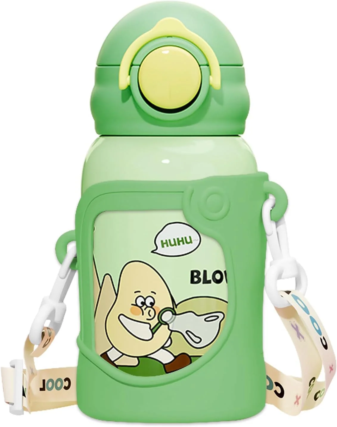 بطری آب عایق استیل ضد زنگ کودکانه BIGTHREE با نی، 500 میلی لیتر، ضد نشت، بدون BPA، بطری حرارتی قابل استفاده مجدد برای کودکان نوپا، پسران و دختران، شامل بند (سبز) بطری آب عایق استیل ضد زنگ کودکانه BIGTHREE با نی، 500 میلی لیتر، ضد نشت، بدون BPA، بطری حرارتی قابل استفاده مجدد برای کودکان نوپا، پسران و دختران، شامل بند (سبز)