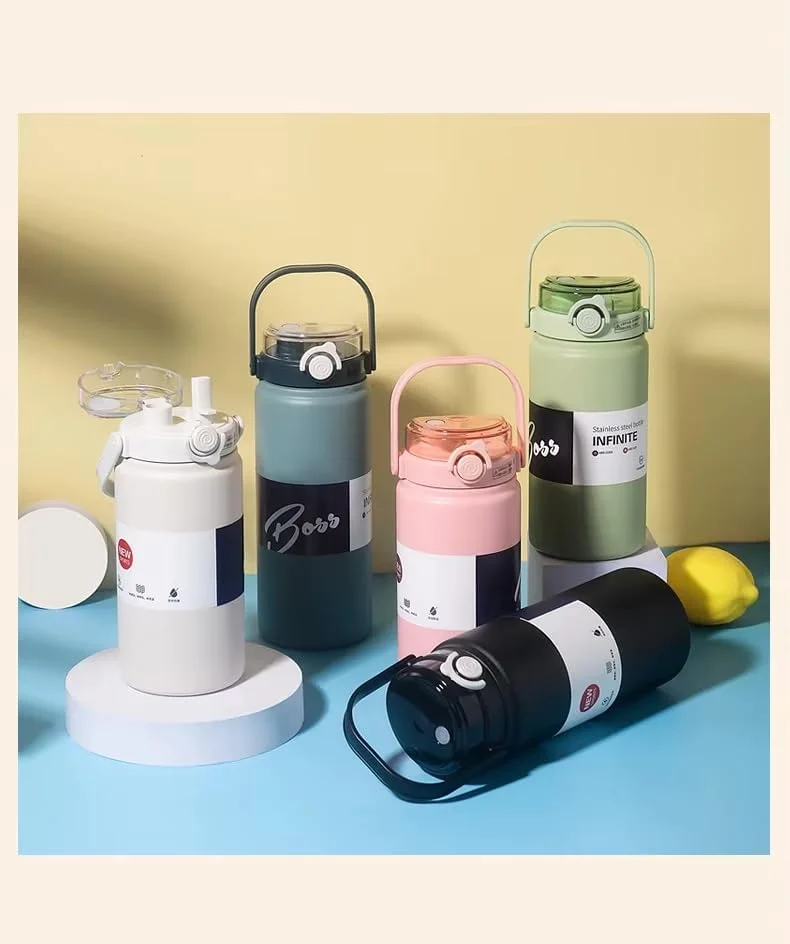 بطری آب عایق خلاء BuyOn با ظرفیت 1000 میلی لیتر، دوجداره استیل ضد زنگ، دهانه گشاد، مناسب برای آب سرد و گرم، 1 لیتری، مناسب ورزش، باشگاه، مدرسه، مسافرت، فلاسک هیدرو با درب نی دار، 32oz (سفید مایل به کرم، 1000 میلی لیتر) بطری آب عایق خلاء BuyOn با ظرفیت 1000 میلی لیتر، دوجداره استیل ضد زنگ، دهانه گشاد، مناسب برای آب سرد و گرم، 1 لیتری، مناسب ورزش، باشگاه، مدرسه، مسافرت، فلاسک هیدرو با درب نی دار، 32oz (سفید مایل به کرم، 1000 میلی لیتر)