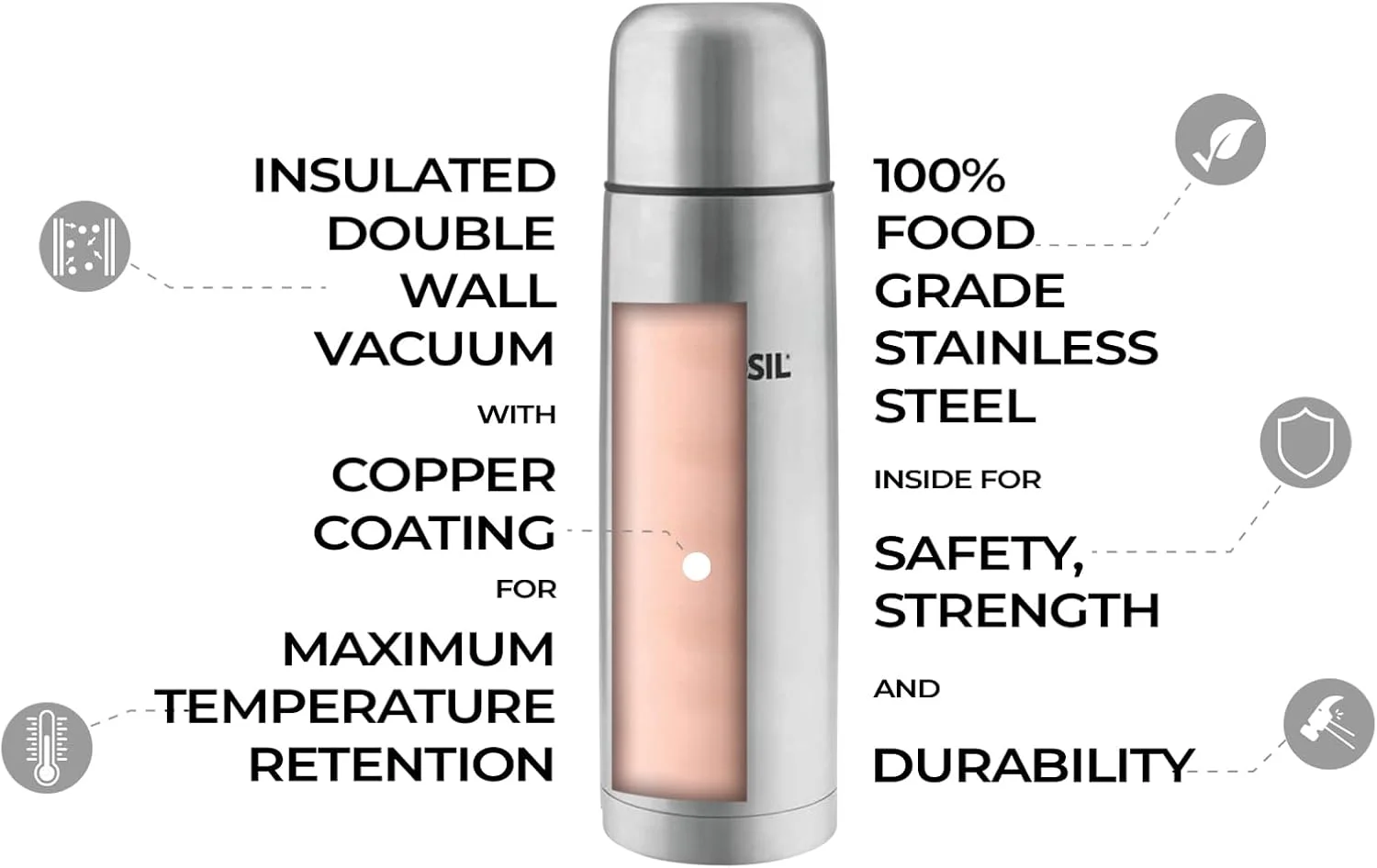 فلاسک استیل ضد زنگ بوروسیل مدل Hydra Thermo با عایق دو جداره و روکش مسی داخلی به همراه روکش آبی | بطری آب | فلاسک | بطری ورزشی | بطری یوگا | مناسب فضای باز | ضد نشت و قابل استفاده مجدد، 1000 میلی لیتر فلاسک استیل ضد زنگ بوروسیل مدل Hydra Thermo با عایق دو جداره و روکش مسی داخلی به همراه روکش آبی | بطری آب | فلاسک | بطری ورزشی | بطری یوگا | مناسب فضای باز | ضد نشت و قابل استفاده مجدد، 1000 میلی لیتر