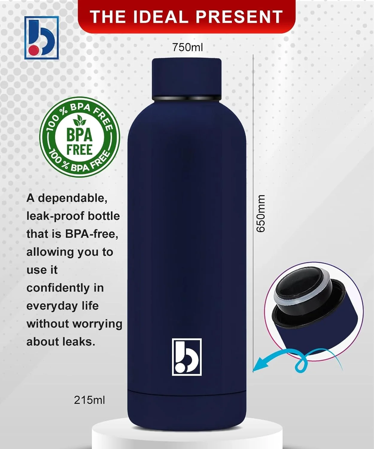 بطری آب دوجداره استیل BuyOn، فلاسک نوشیدنی عایق خلاء، قمقمه آب گرم و سرد برای کودکان، مدرسه، باشگاه، دفتر، مسافرت، فلاسک هیدرو (آبی سلطنتی، 750 میلی لیتر) بطری آب دوجداره استیل BuyOn، فلاسک نوشیدنی عایق خلاء، قمقمه آب گرم و سرد برای کودکان، مدرسه، باشگاه، دفتر، مسافرت، فلاسک هیدرو (آبی سلطنتی، 750 میلی لیتر)