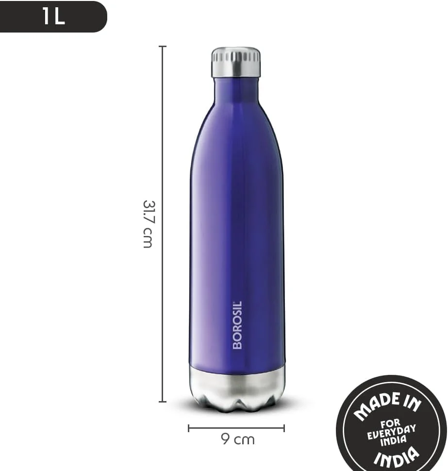 قمقمه آب فلاسک عایق خلاء استیل ضد زنگ بوروسیل مدل Hydra Bolt Trans، آبی، 1 لیتر قمقمه آب فلاسک عایق خلاء استیل ضد زنگ بوروسیل مدل Hydra Bolt Trans، آبی، 1 لیتر