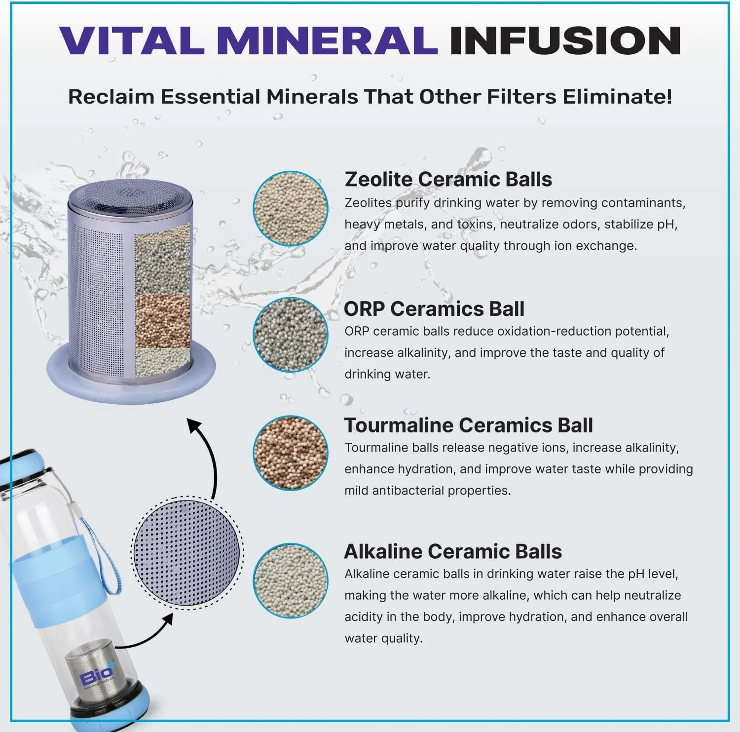 آب قلیایی Bioplus - بطری قلیایی استیل با تکنولوژی فیلتراسیون آب معدنی با PH بالای 8.5، بطری آب عایق بندی شده با درب دسته دار آب قلیایی Bioplus - بطری قلیایی استیل با تکنولوژی فیلتراسیون آب معدنی با PH بالای 8.5، بطری آب عایق بندی شده با درب دسته دار