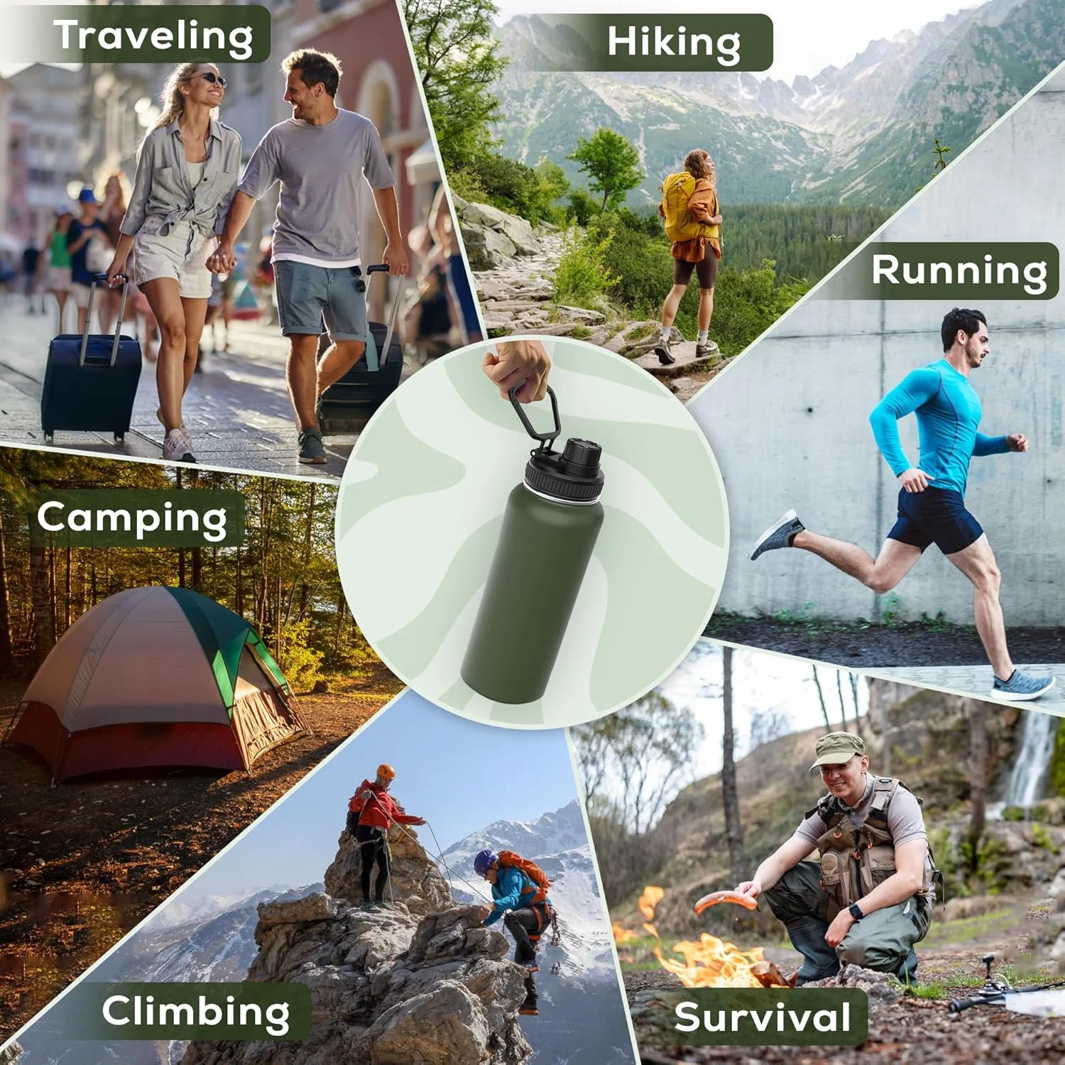 بطری آب بایآن، استیل ضد زنگ 18/8، فلاسک عایق خلاء دو جداره با درب نیدار دهانه پهن، قمقمه آب سرد و گرم برای ورزش، مسافرت، کودکان، مدرسه، باشگاه، دفتر (سبز ارتشی، 1000 میلیلیتر) بطری آب بایآن، استیل ضد زنگ 18/8، فلاسک عایق خلاء دو جداره با درب نیدار دهانه پهن، قمقمه آب سرد و گرم برای ورزش، مسافرت، کودکان، مدرسه، باشگاه، دفتر (سبز ارتشی، 1000 میلیلیتر)