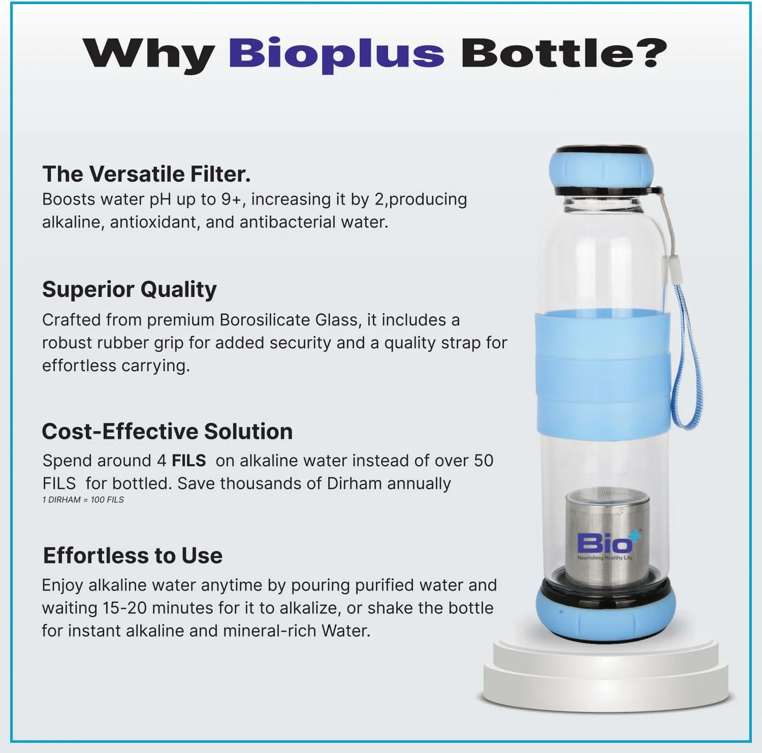 آب قلیایی Bioplus - بطری قلیایی استیل با تکنولوژی فیلتراسیون آب معدنی با PH بالای 8.5، بطری آب عایق بندی شده با درب دسته دار آب قلیایی Bioplus - بطری قلیایی استیل با تکنولوژی فیلتراسیون آب معدنی با PH بالای 8.5، بطری آب عایق بندی شده با درب دسته دار