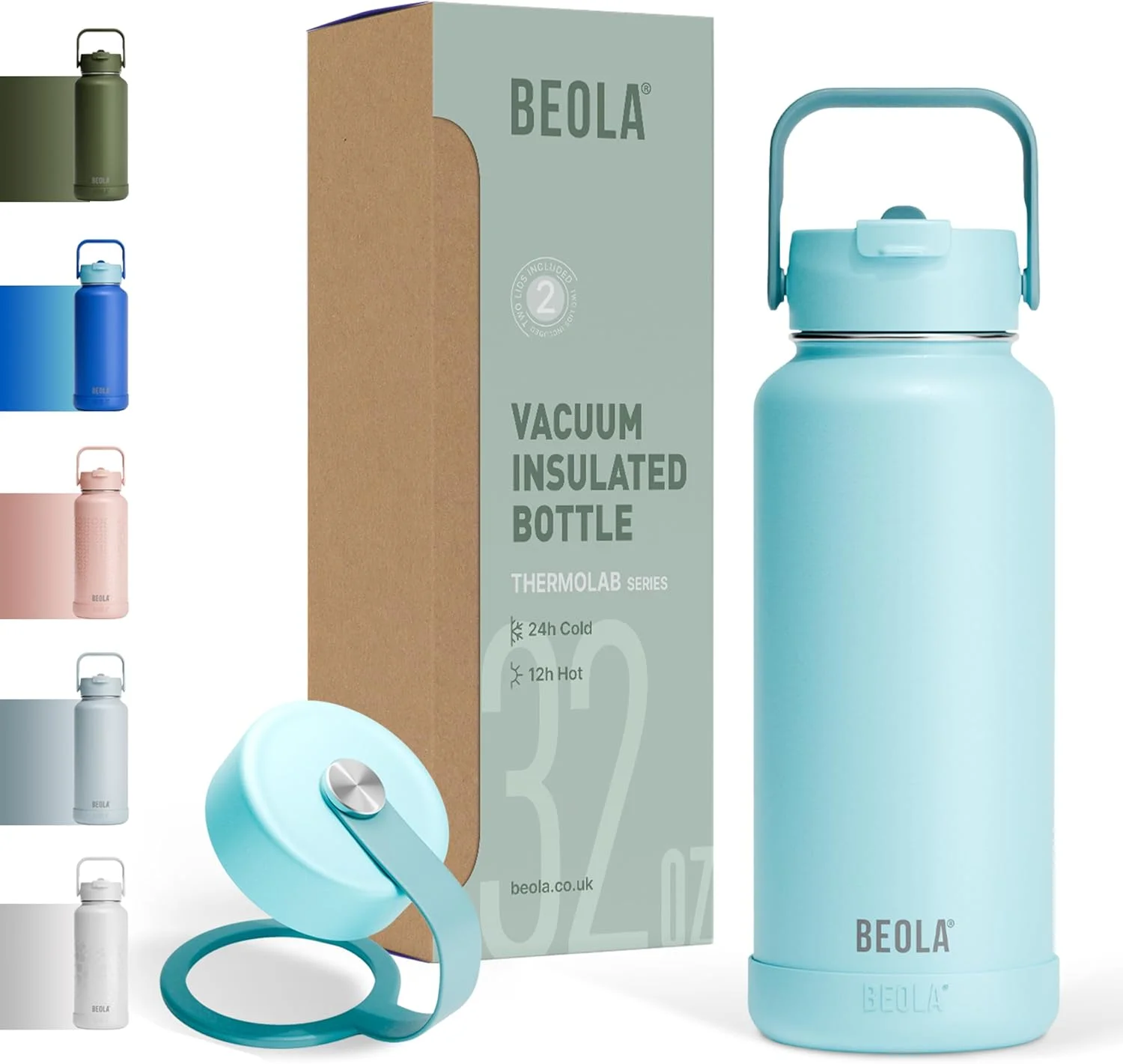 بطری آب 950 میلی لیتری BEOLA، فولاد ضد زنگ 18/8، بطری ترموس عایق بندی شده دو جداره 304 با درب نی دار و دهانه گشاد، دارای 2 درب، بطری ورزشی مایعات سرد و گرم، 32 اونس بطری آب 950 میلی لیتری BEOLA، فولاد ضد زنگ 18/8، بطری ترموس عایق بندی شده دو جداره 304 با درب نی دار و دهانه گشاد، دارای 2 درب، بطری ورزشی مایعات سرد و گرم، 32 اونس