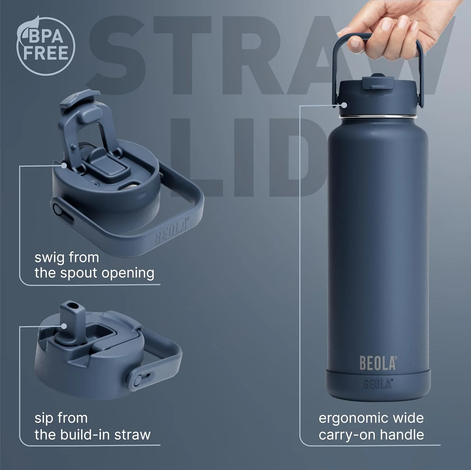 بطری آب عایق خلاء 1200 میلی لیتری BEOLA، فلاسک نوشیدنی آب استیل ضد زنگ دو جداره سری Thermolab با درب نی، دارای 2 درب، قمقمه گرم و سرد، بطری ورزشی 40oz (آبی دریایی) بطری آب عایق خلاء 1200 میلی لیتری BEOLA، فلاسک نوشیدنی آب استیل ضد زنگ دو جداره سری Thermolab با درب نی، دارای 2 درب، قمقمه گرم و سرد، بطری ورزشی 40oz (آبی دریایی)