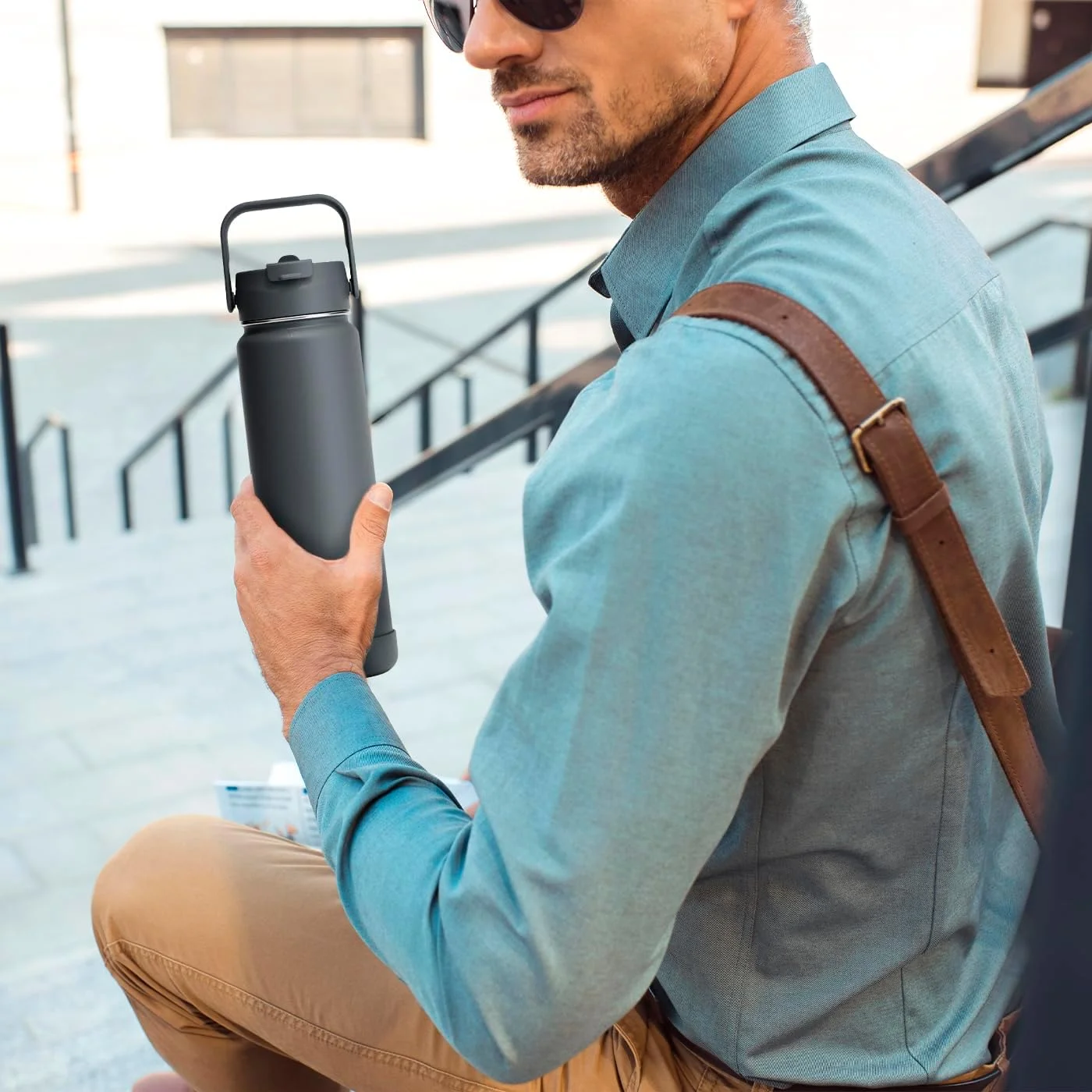 بطری آب 750 میلی لیتری BEOLA، استیل ضد زنگ 18/8، عایق دو جداره، فلاسک ترموس با درب نی دار و دهانه گشاد، دارای 2 درب، مناسب برای مایعات سرد و گرم، بطری ورزشی (خاکستری آتشفشانی) بطری آب 750 میلی لیتری BEOLA، استیل ضد زنگ 18/8، عایق دو جداره، فلاسک ترموس با درب نی دار و دهانه گشاد، دارای 2 درب، مناسب برای مایعات سرد و گرم، بطری ورزشی (خاکستری آتشفشانی)