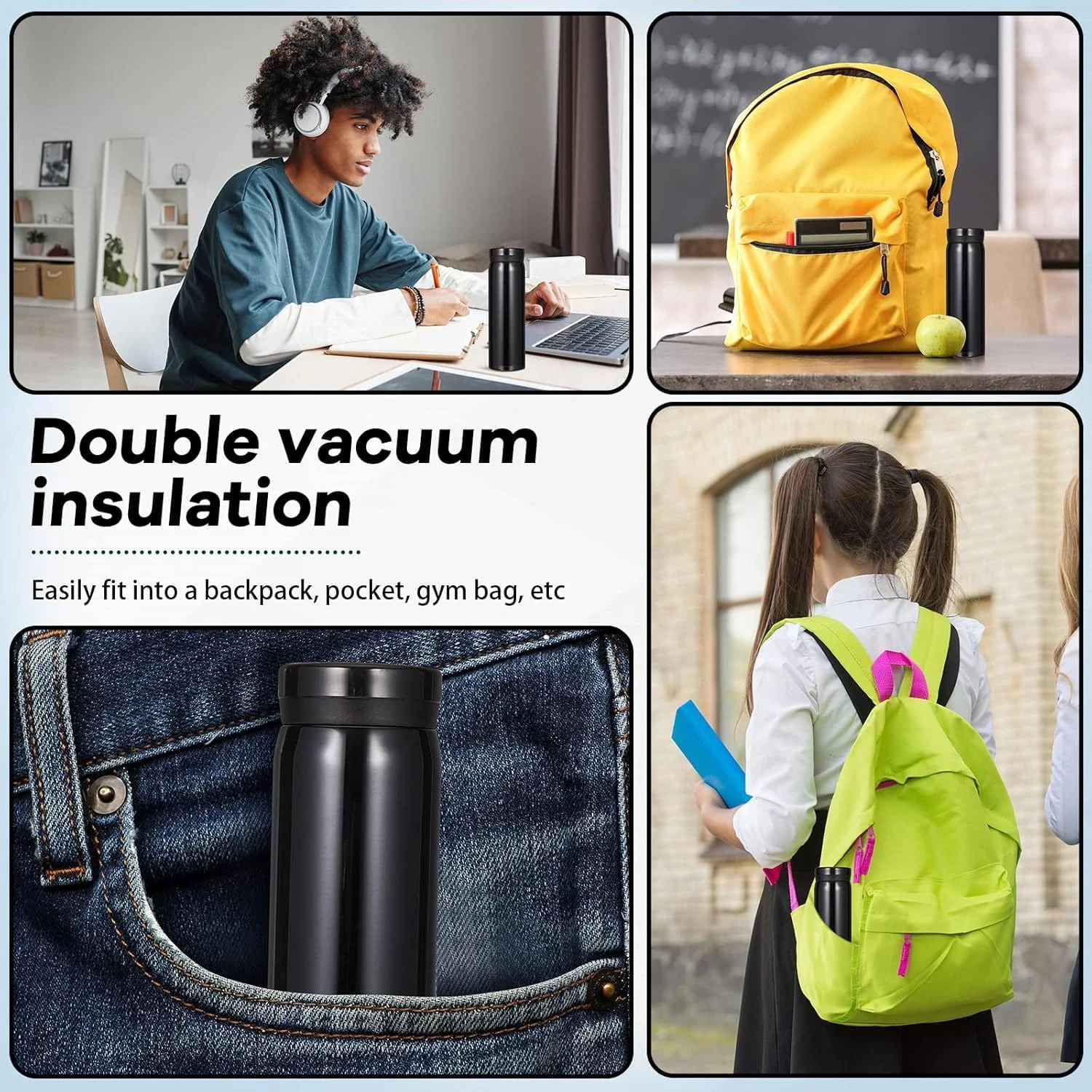 فلاسک کوچک آزون، بطری آب کوچک استیل ضد زنگ 10 اونسی، فنجان های حرارتی قابل حمل برای نوشیدنی های گرم و سرد، ماگ عایق کوچک برای قهوه، چای، آب، 8 ساعت گرم و 10 ساعت سرد فلاسک کوچک آزون، بطری آب کوچک استیل ضد زنگ 10 اونسی، فنجان های حرارتی قابل حمل برای نوشیدنی های گرم و سرد، ماگ عایق کوچک برای قهوه، چای، آب، 8 ساعت گرم و 10 ساعت سرد