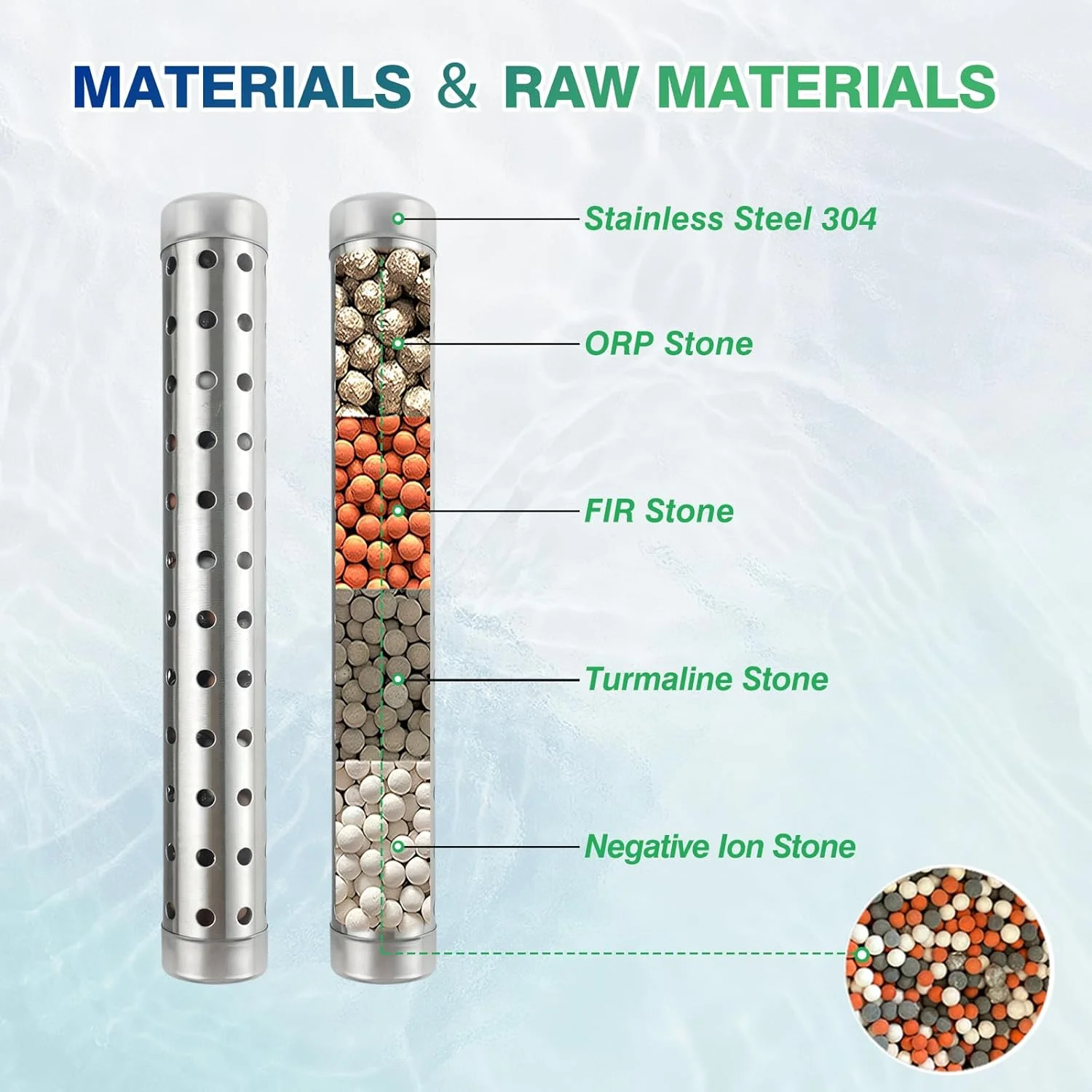 میله قلیایی کننده آب VTORFUN، بسته 5 عددی، میله قابل حمل مواد معدنی هیدروژن، فیلتر تصفیه کننده یونیزه کننده قلیایی PH استیل ضد زنگ