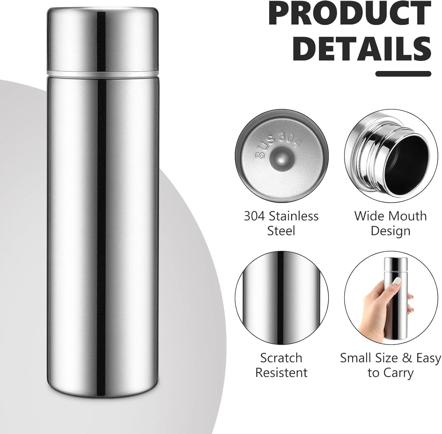 بطری آب کوچک آزونه، بطری استیل عایق کوچک، 150 میلی لیتر، فلاسک استیل ضد نشت قابل استفاده مجدد با عایق خلاء، نوشیدنی را سرد و گرم برای کیف پول کودکان و زنان در کیف ناهار نگه می دارد بطری آب کوچک آزونه، بطری استیل عایق کوچک، 150 میلی لیتر، فلاسک استیل ضد نشت قابل استفاده مجدد با عایق خلاء، نوشیدنی را سرد و گرم برای کیف پول کودکان و زنان در کیف ناهار نگه می دارد