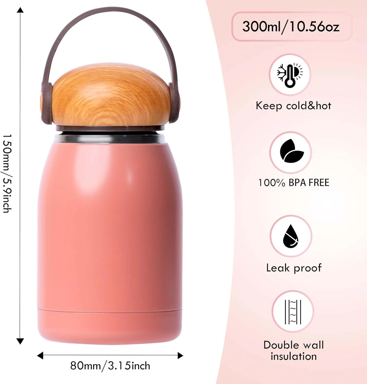 بطری آب کوچک استیل ضد زنگ آزونی، بطری آب عایق 300 میلی لیتری، فنجان ورزشی ضد نشت با عایق خلاء کوچک، بطری آب گرم و سرد، برای چای و قهوه بطری آب کوچک استیل ضد زنگ آزونی، بطری آب عایق 300 میلی لیتری، فنجان ورزشی ضد نشت با عایق خلاء کوچک، بطری آب گرم و سرد، برای چای و قهوه