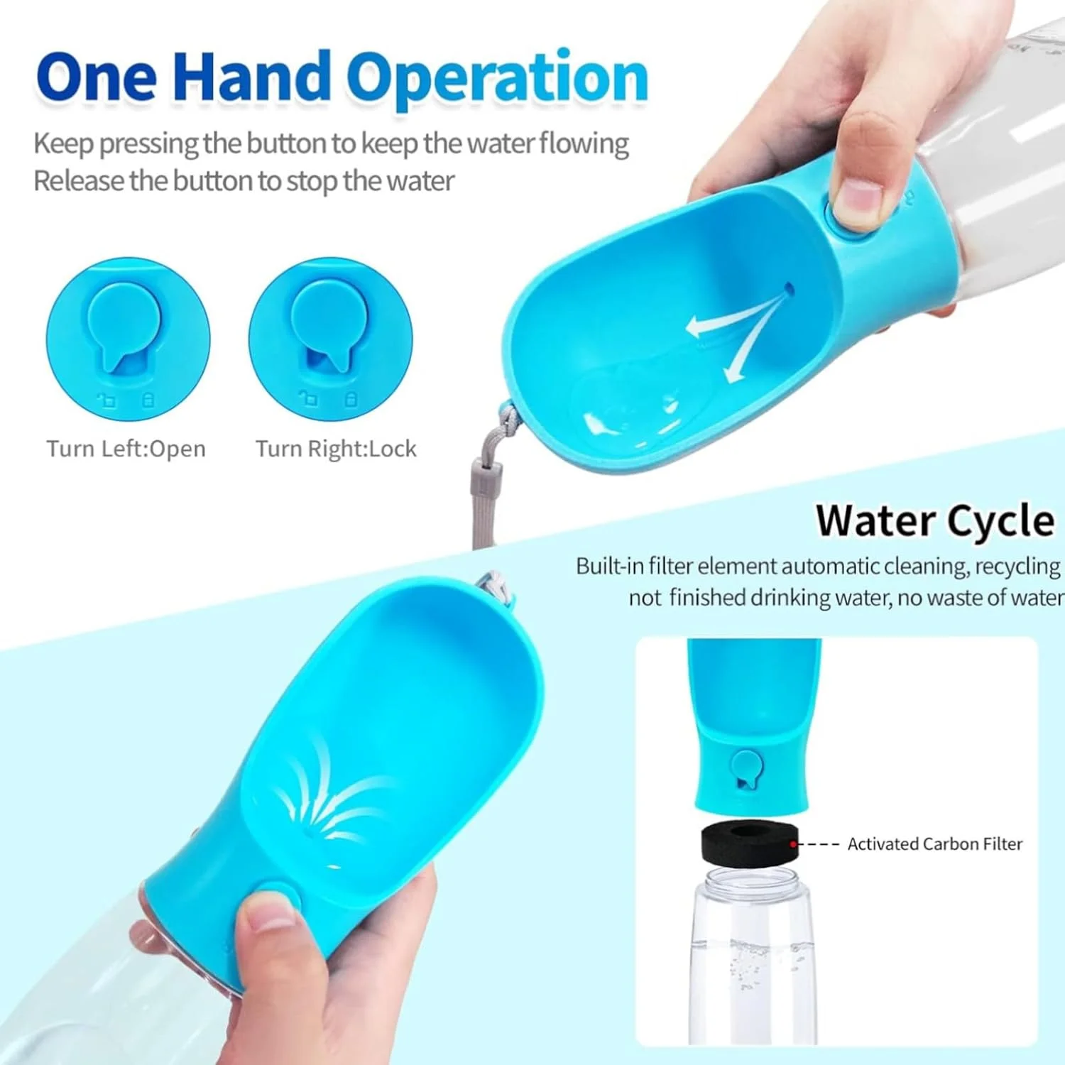 بطری آب سگ TZAONEN، بطری آب حیوانات خانگی قابل حمل با ظرف غذا، آبسردکن قابل حمل در فضای باز برای گربه، توله سگ، حیوانات خانگی برای پیاده روی، کوهنوردی، مسافرت، لوازم ضروری توله سگ، وسایل سگ (562 میلی لیتر)