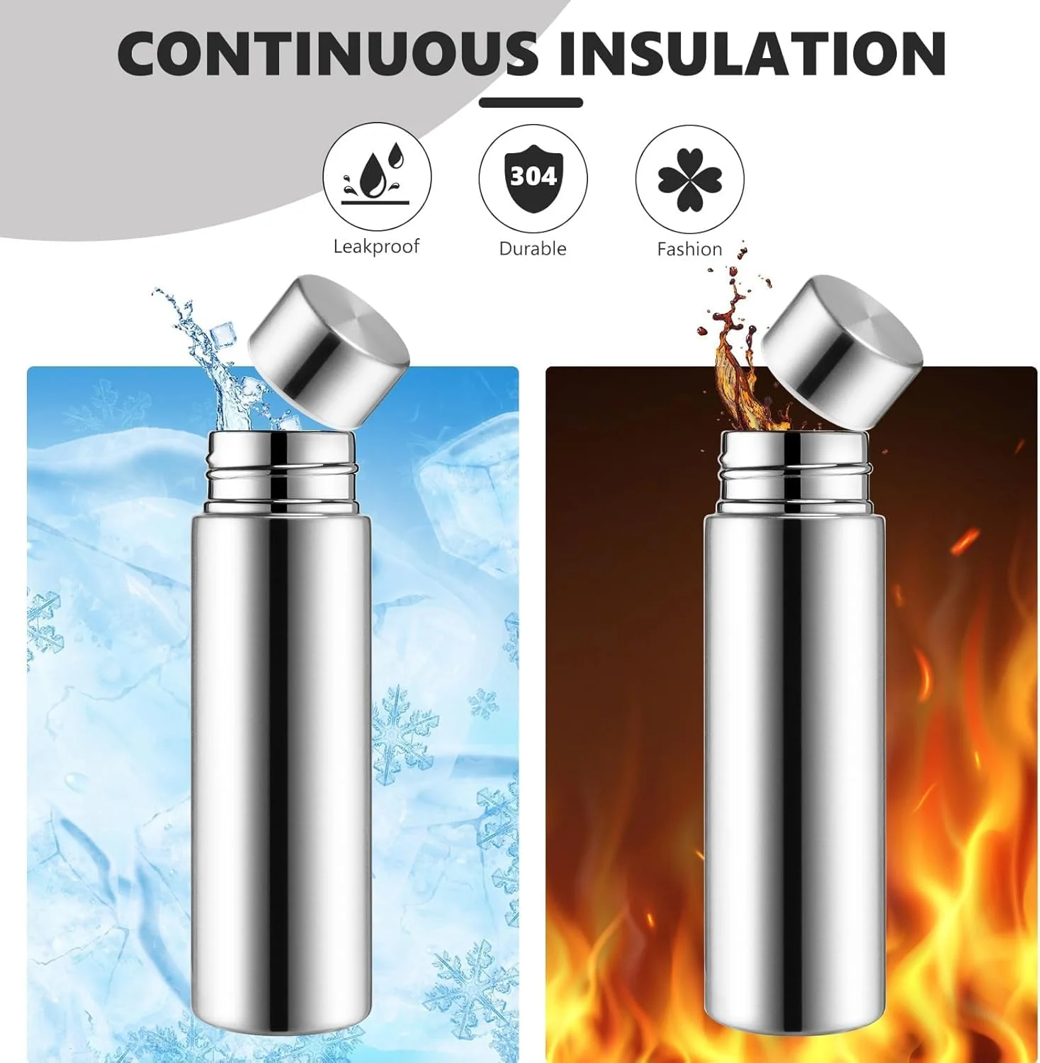 بطری آب کوچک آزونه، بطری استیل عایق کوچک، 150 میلی لیتر، فلاسک استیل ضد نشت قابل استفاده مجدد با عایق خلاء، نوشیدنی را سرد و گرم برای کیف پول کودکان و زنان در کیف ناهار نگه می دارد