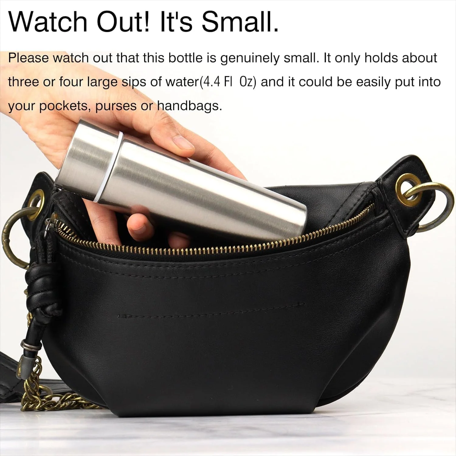 بطری آب کوچک آزونه، بطری استیل عایق کوچک، 150 میلی لیتر، فلاسک استیل ضد نشت قابل استفاده مجدد با عایق خلاء، نوشیدنی را سرد و گرم برای کیف پول کودکان و زنان در کیف ناهار نگه می دارد