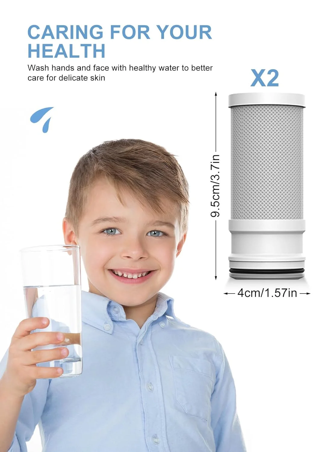 فیلتر آب سینک URbazaar بسته 2 عددی، فیلتر جایگزین شیر آب، فیلتر تصفیه آب شیر، سیستم تصفیه آب، کاهش کلر، بو و ناخالصی های نامطبوع (2 عدد فیلتر جایگزین)