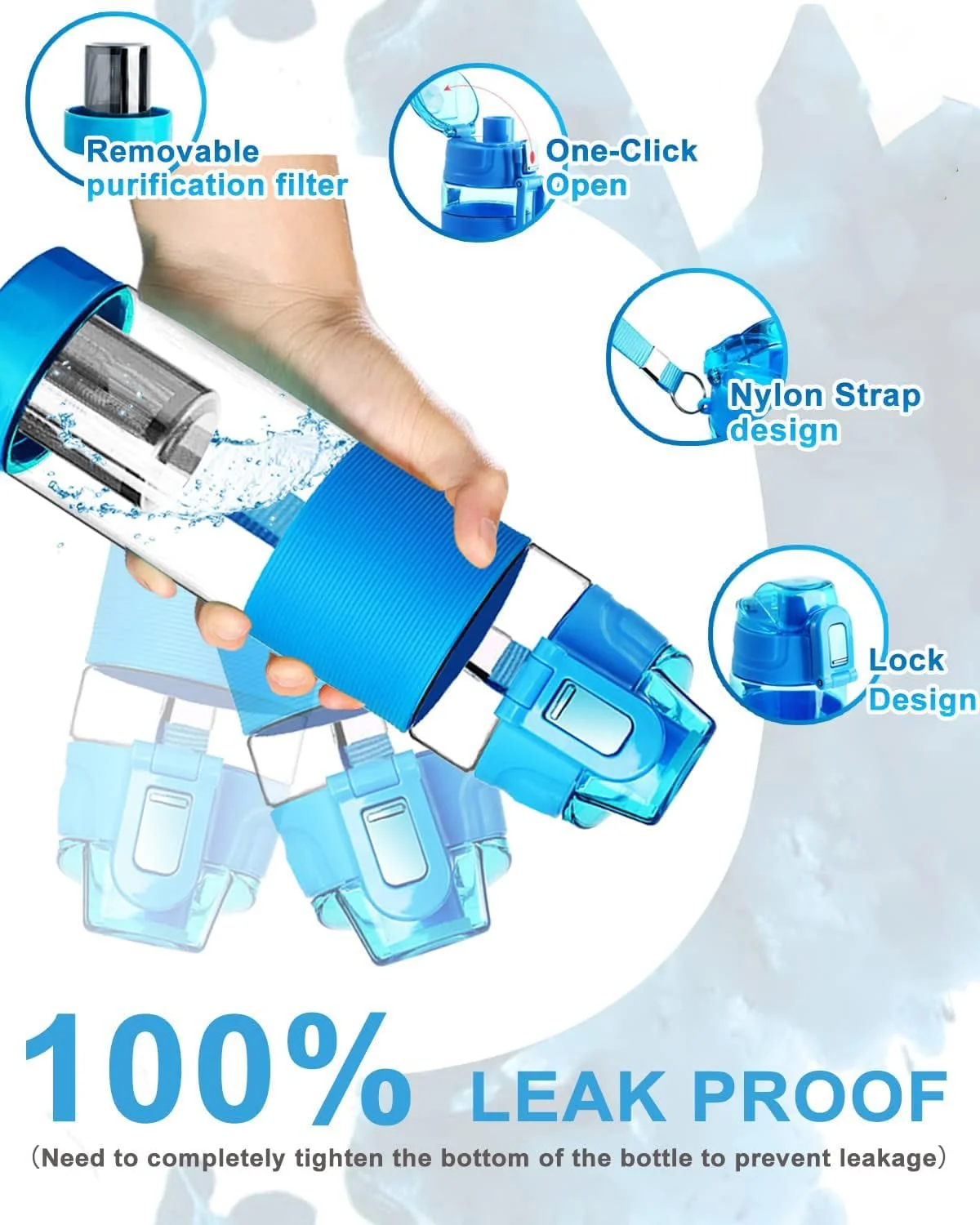 بطری آب قلیایی سریع Filterelated TERRIFI، بطری 650 میلی لیتری برای کاهش ORP و افزایش PH تا 9.5، بطری فیلتر آب قلیایی قابل حمل با یک دکمه برای ورزش، کمپینگ