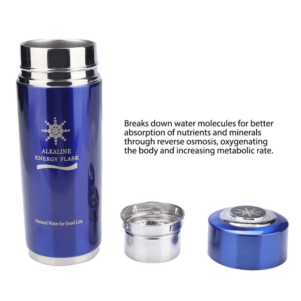 بطری آب قلیایی استیل F&Y: فلاسک یونیزه کننده انرژی زیستی نانو قابل حمل برای نوشیدن، افزایش سطح pH، ایده آل برای مسافرت و باشگاه (آبی)