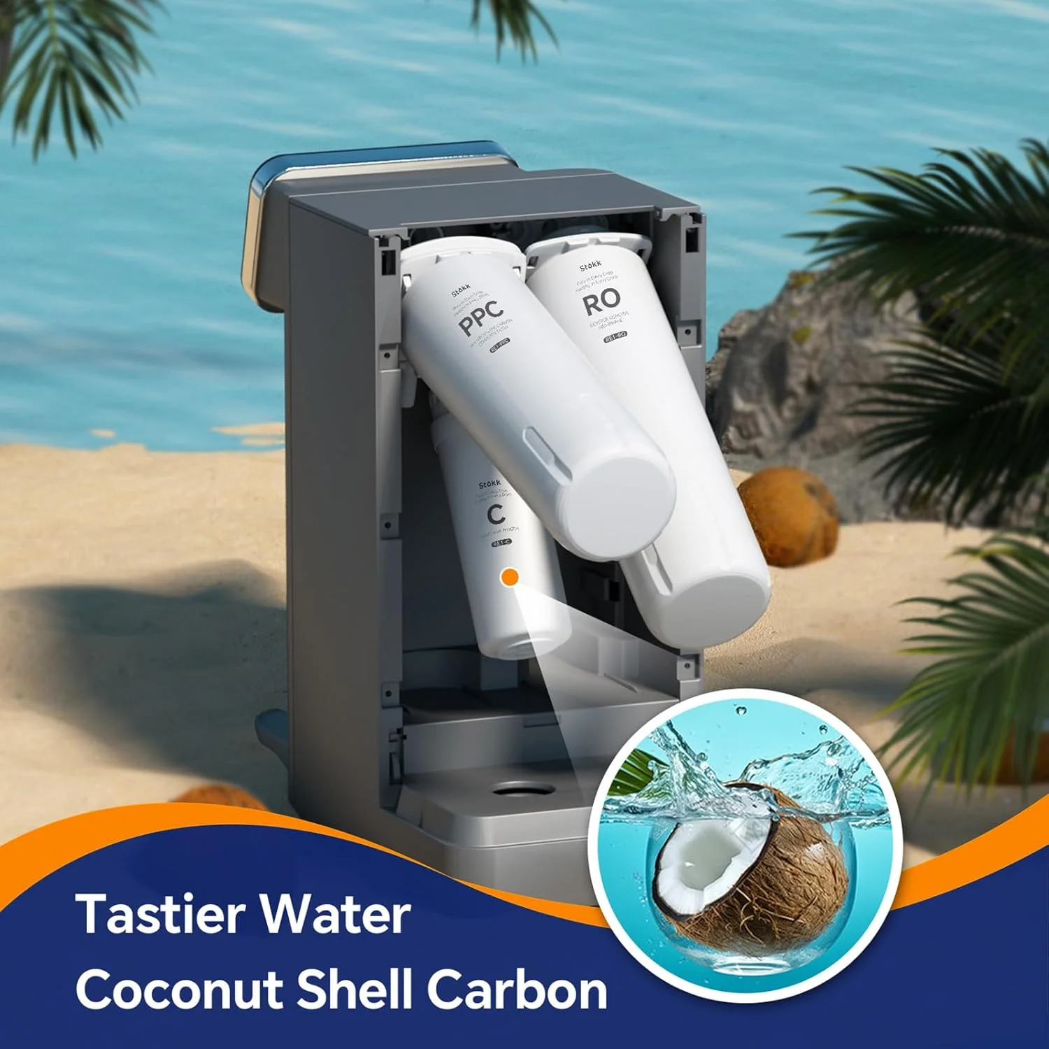 دستگاه تصفیه آب اسمز معکوس رومیزی Stokk E1، سیستم تصفیه آب 5 مرحله ای RO، دارای گواهینامه NSF/ANSI 58، کاهش دهنده کلر و طعم نامطبوع PFAS، دستگاه تصفیه آب قابل حمل بدون نیاز به نصب برای خانه و محل کار دستگاه تصفیه آب اسمز معکوس رومیزی Stokk E1، سیستم تصفیه آب 5 مرحله ای RO، دارای گواهینامه NSF/ANSI 58، کاهش دهنده کلر و طعم نامطبوع PFAS، دستگاه تصفیه آب قابل حمل بدون نیاز به نصب برای خانه و محل کار