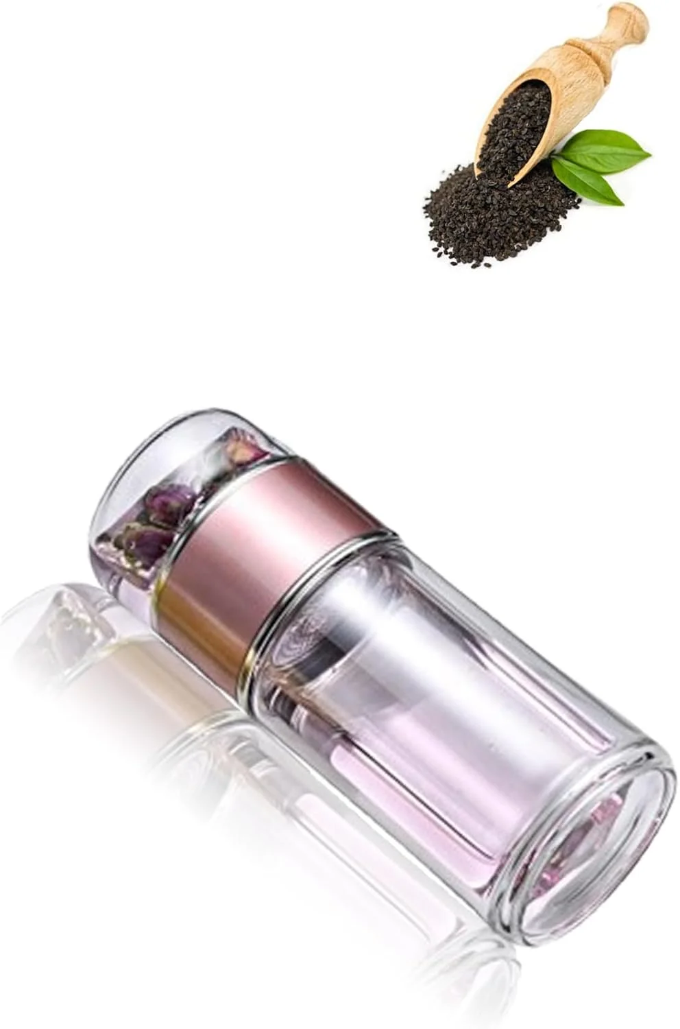 ماگ سفری شیشه ای دوجداره 350 میلی لیتری Sweet seven® با فیلتر استیل ضد زنگ، قمقمه قابل حمل ضد نشت، فنجان جداکننده آب چای رزگلد زیبا، نوشیدنی همه منظوره ماگ سفری شیشه ای دوجداره 350 میلی لیتری Sweet seven® با فیلتر استیل ضد زنگ، قمقمه قابل حمل ضد نشت، فنجان جداکننده آب چای رزگلد زیبا، نوشیدنی همه منظوره