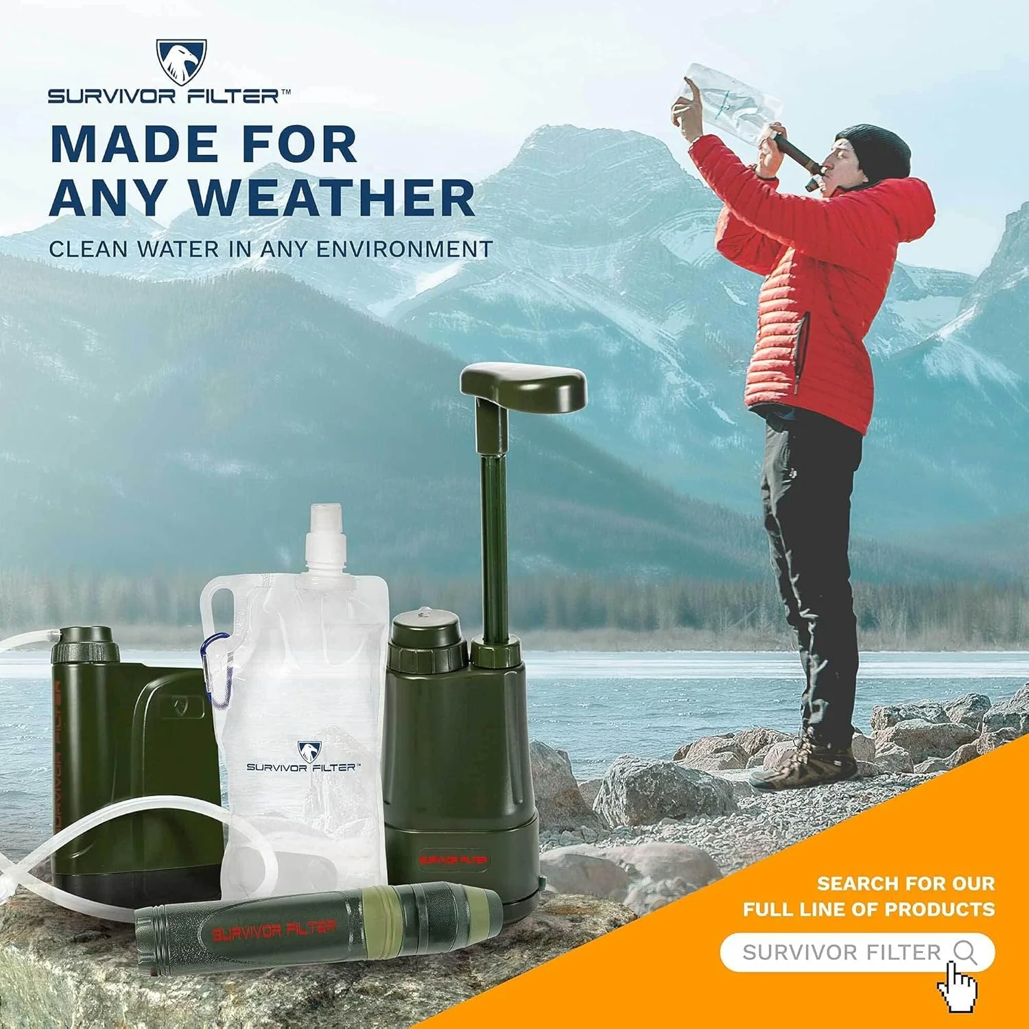 فیلتر آب کمپینگ قابل حمل برقی Survivor Filter PRO X - فیلتر باکتری، انگل، ویروس فیلتر آب کمپینگ قابل حمل برقی Survivor Filter PRO X - فیلتر باکتری، انگل، ویروس