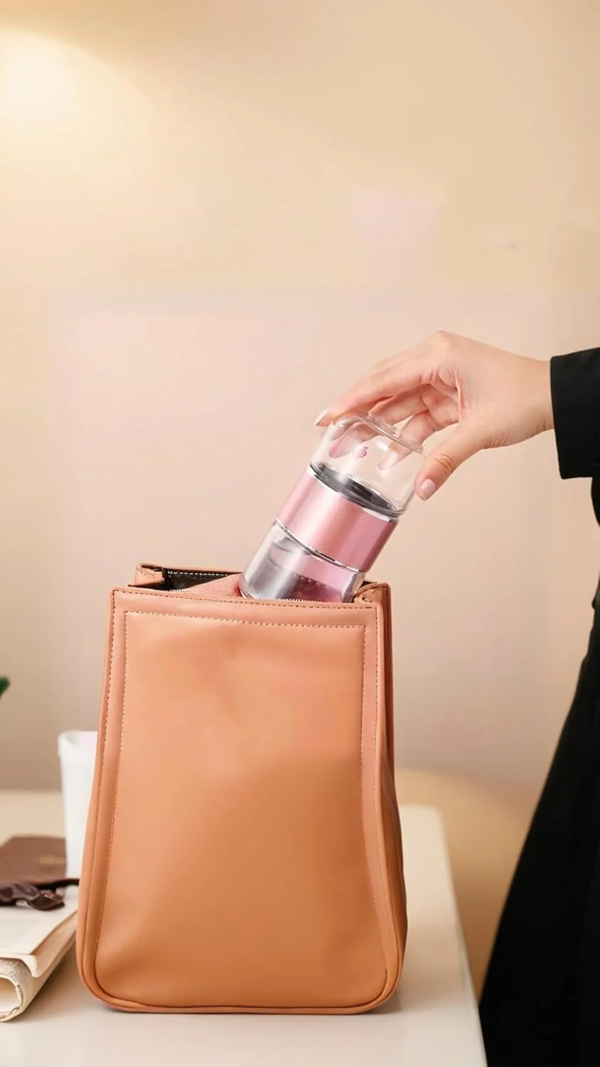 ماگ سفری شیشه ای دوجداره 350 میلی لیتری Sweet seven® با فیلتر استیل ضد زنگ، قمقمه قابل حمل ضد نشت، فنجان جداکننده آب چای رزگلد زیبا، نوشیدنی همه منظوره