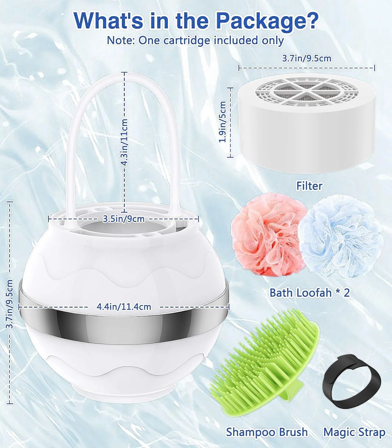 فیلتر حمام برای نوزادان و بزرگسالان، فیلتر آب حمام برای وان، حذف آلاینده ها برای پوست، مو و ناخن های نرم تر، فیلتر حمام قابل حمل با توپ دوش و برس شامپو