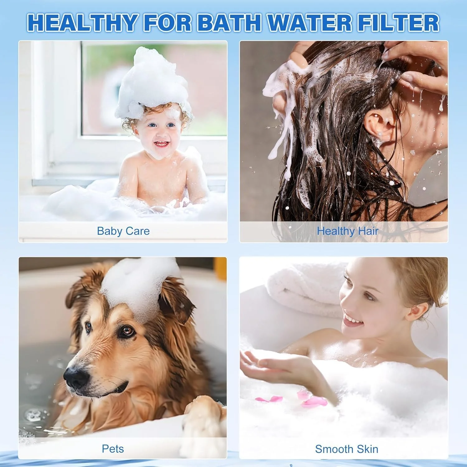 فیلتر حمام برای نوزادان و بزرگسالان، فیلتر آب حمام برای وان، حذف آلاینده ها برای پوست، مو و ناخن های نرم تر، فیلتر حمام قابل حمل با توپ دوش و برس شامپو